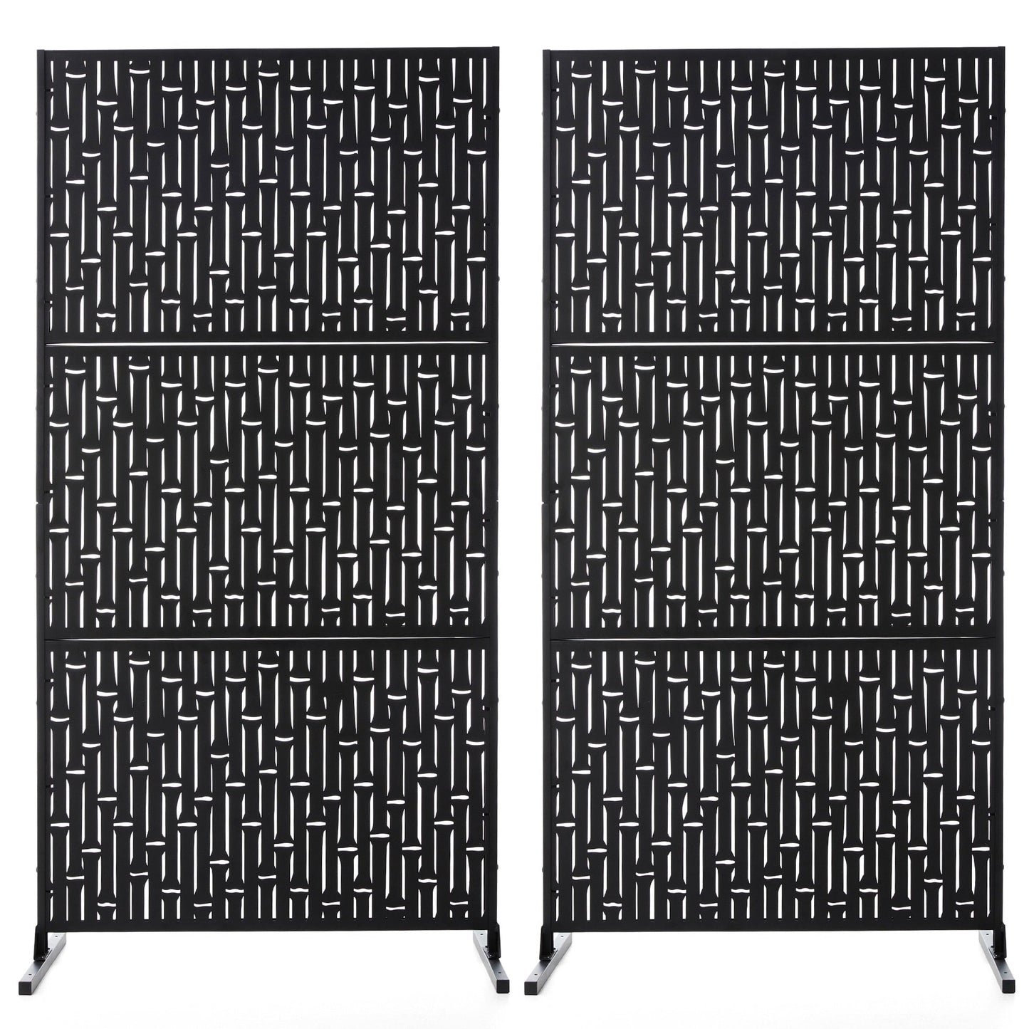 Glitzhome Écran de séparation de pièce, cloison amovible, 3 panneaux, motif floral galvanisé, 1,8 m (6 pieds)