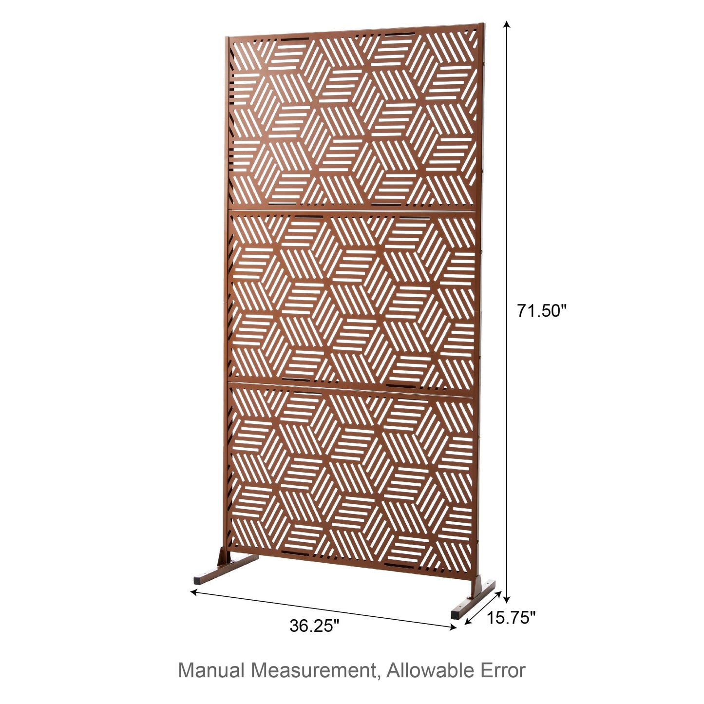 Glitzhome Écran de séparation de pièce, cloison amovible, 3 panneaux, motif floral galvanisé, 1,8 m (6 pieds)