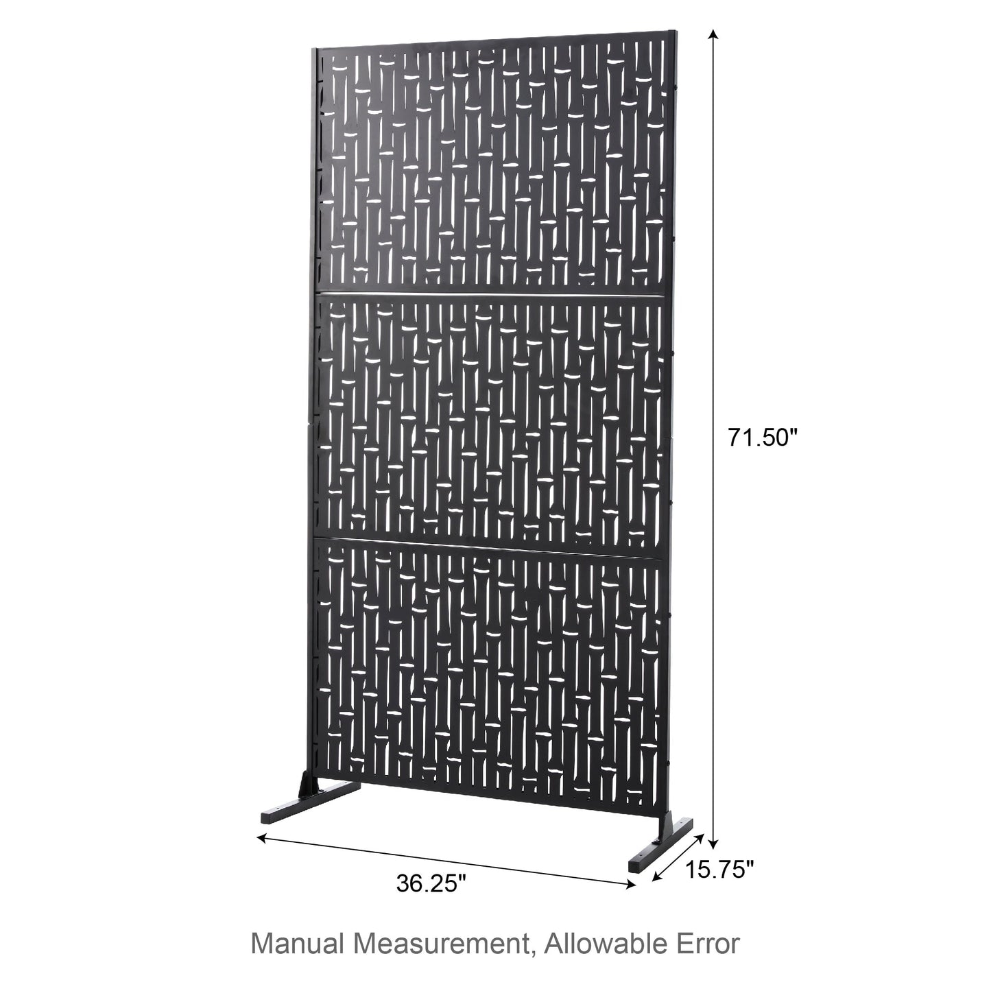 Glitzhome Écran de séparation de pièce, cloison amovible, 3 panneaux, motif floral galvanisé, 1,8 m (6 pieds)