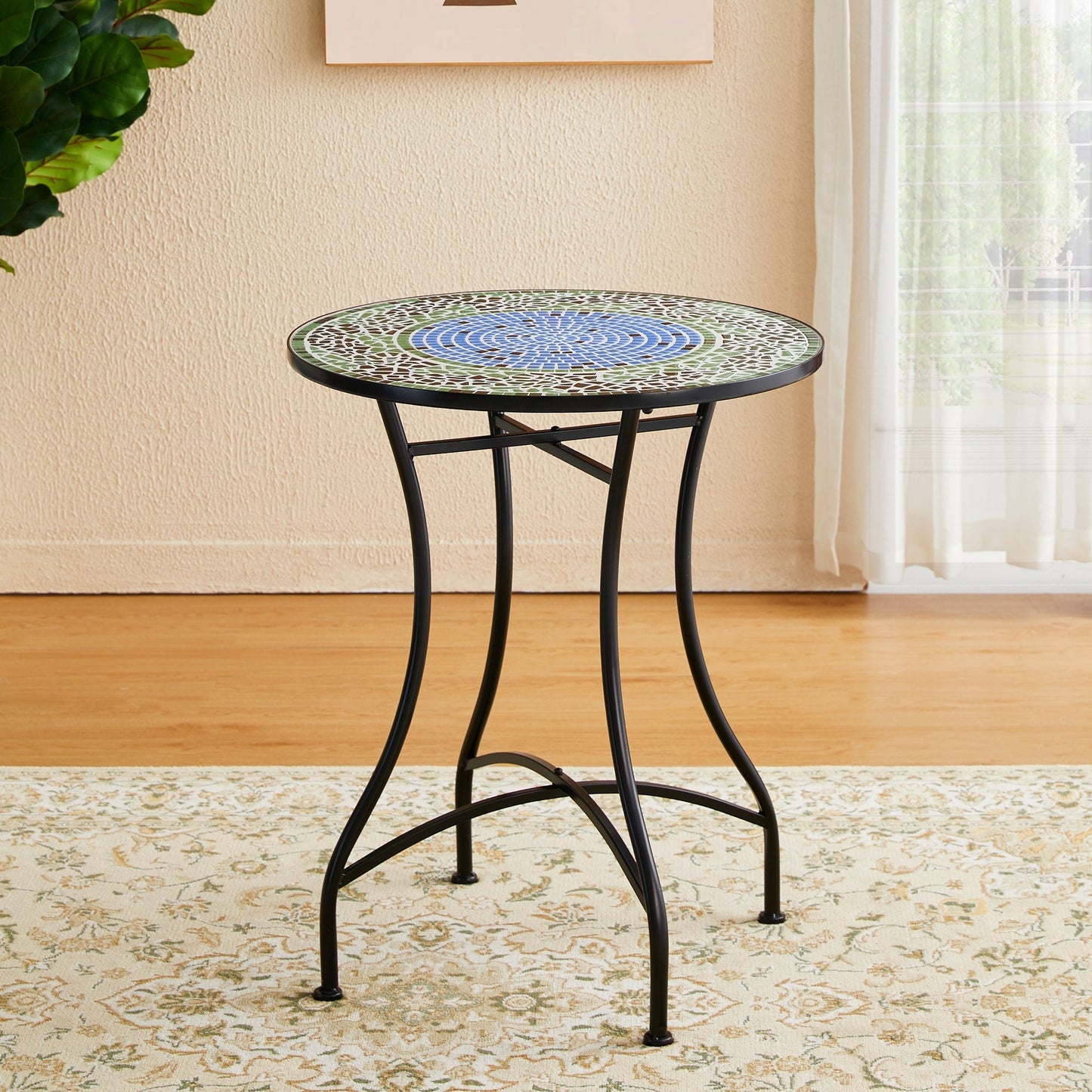 Glitzhome Ensemble de Bistro Pliable en Métal pour Extérieur, 3 Pièces, Table et Chaises de Patio