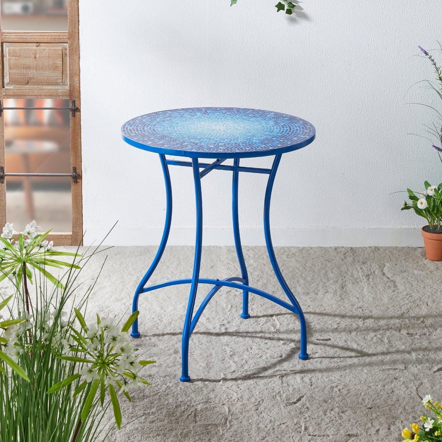Glitzhome Ensemble de Bistro Pliable en Métal pour Extérieur, 3 Pièces, Table et Chaises de Patio