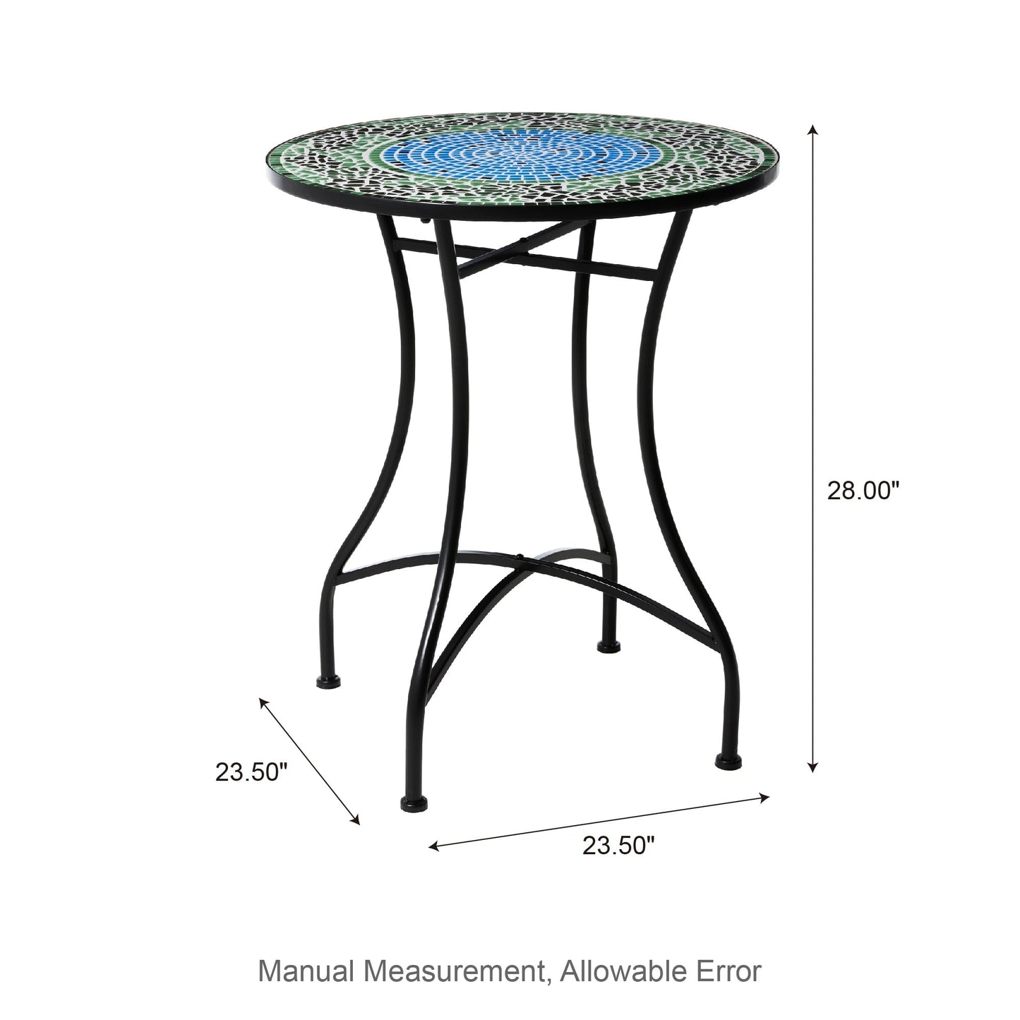 Glitzhome Ensemble de Bistro Pliable en Métal pour Extérieur, 3 Pièces, Table et Chaises de Patio