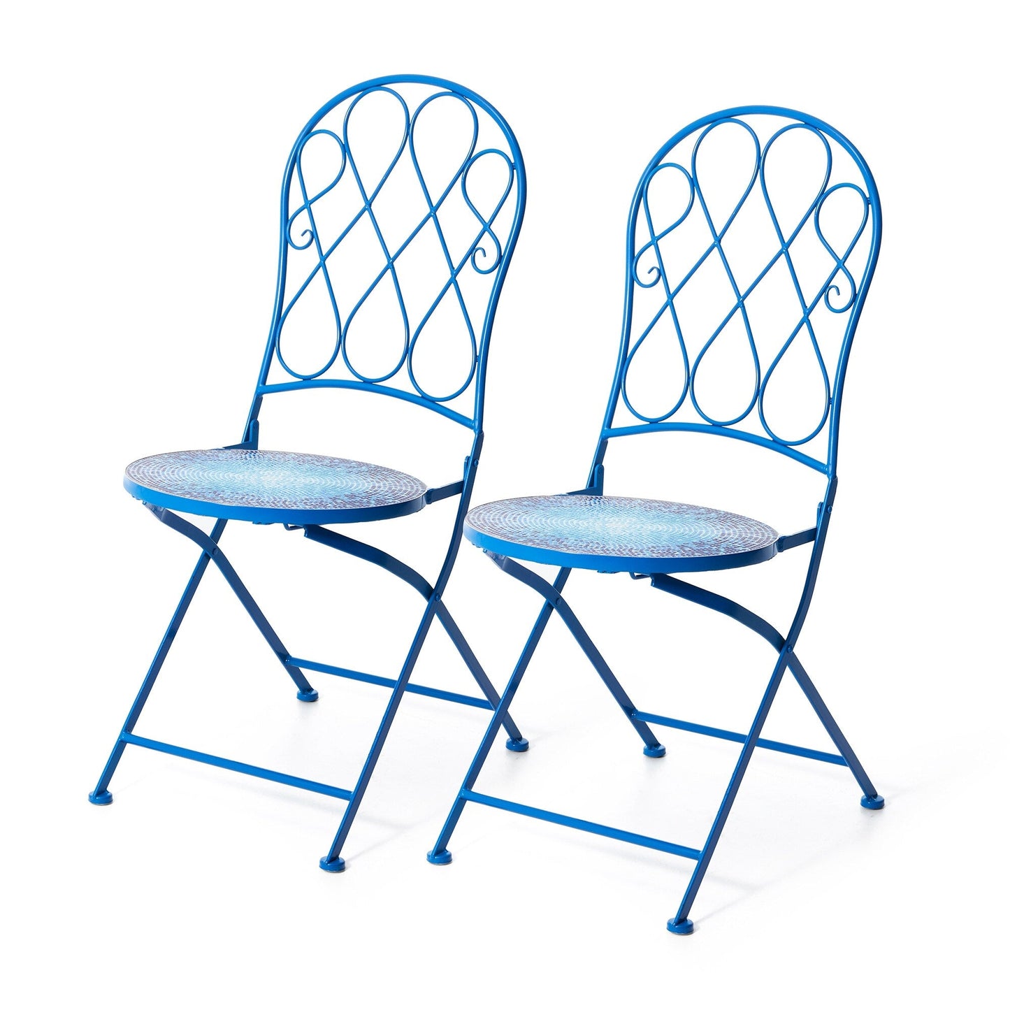 Glitzhome Ensemble de Bistro Pliable en Métal pour Extérieur, 3 Pièces, Table et Chaises de Patio
