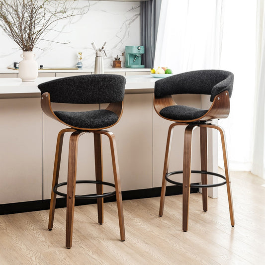 Glitzhome Lot de 2 ou 4 tabourets de bar pivotants en bois modernes pour comptoir et bar à hauteur standard
