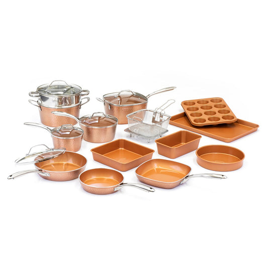 Ensemble de 20 pièces de batterie de cuisine antiadhésive Gotham Steel à surface martelée