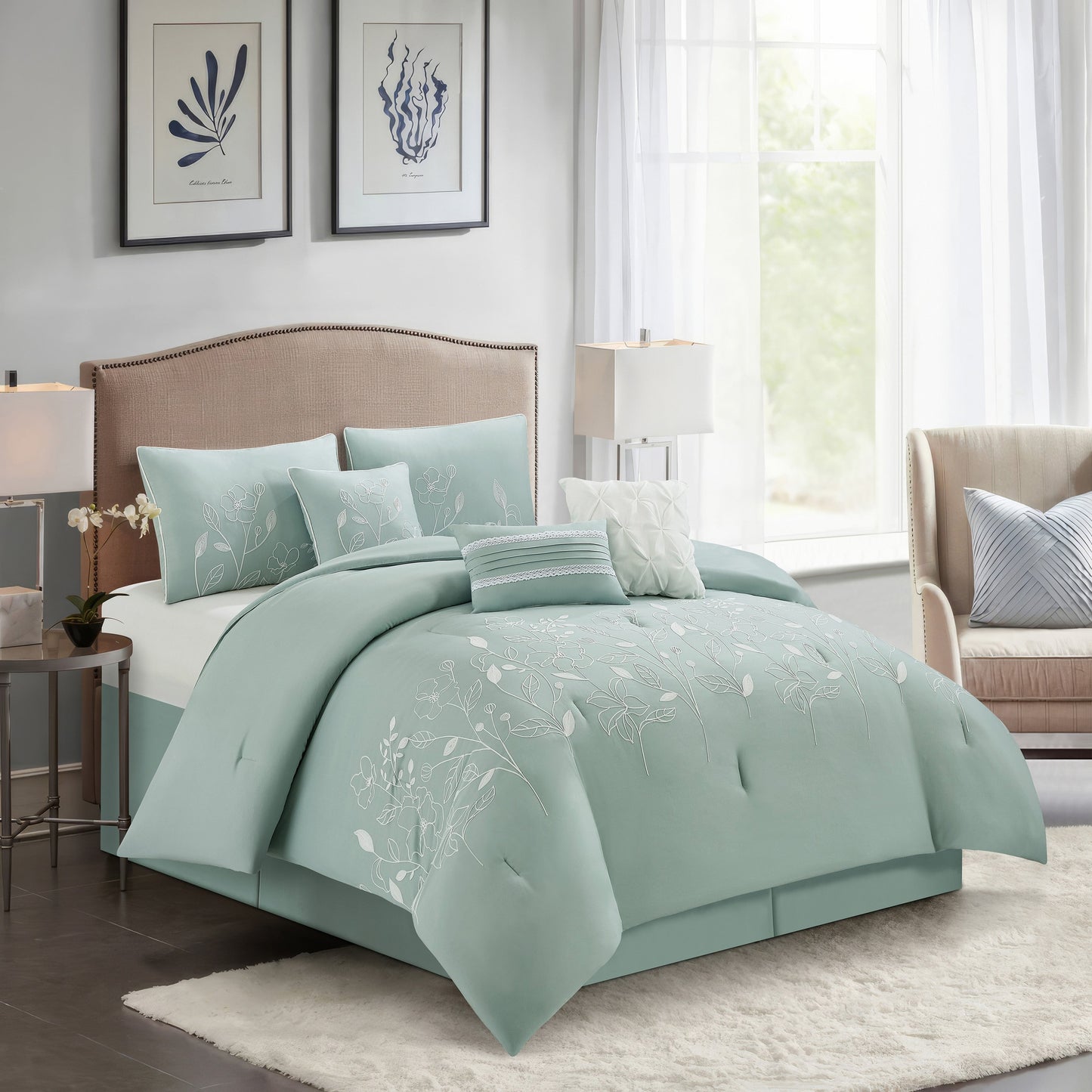 Ensemble de couette Nanshing Taylor 7 pièces à motifs floraux botaniques