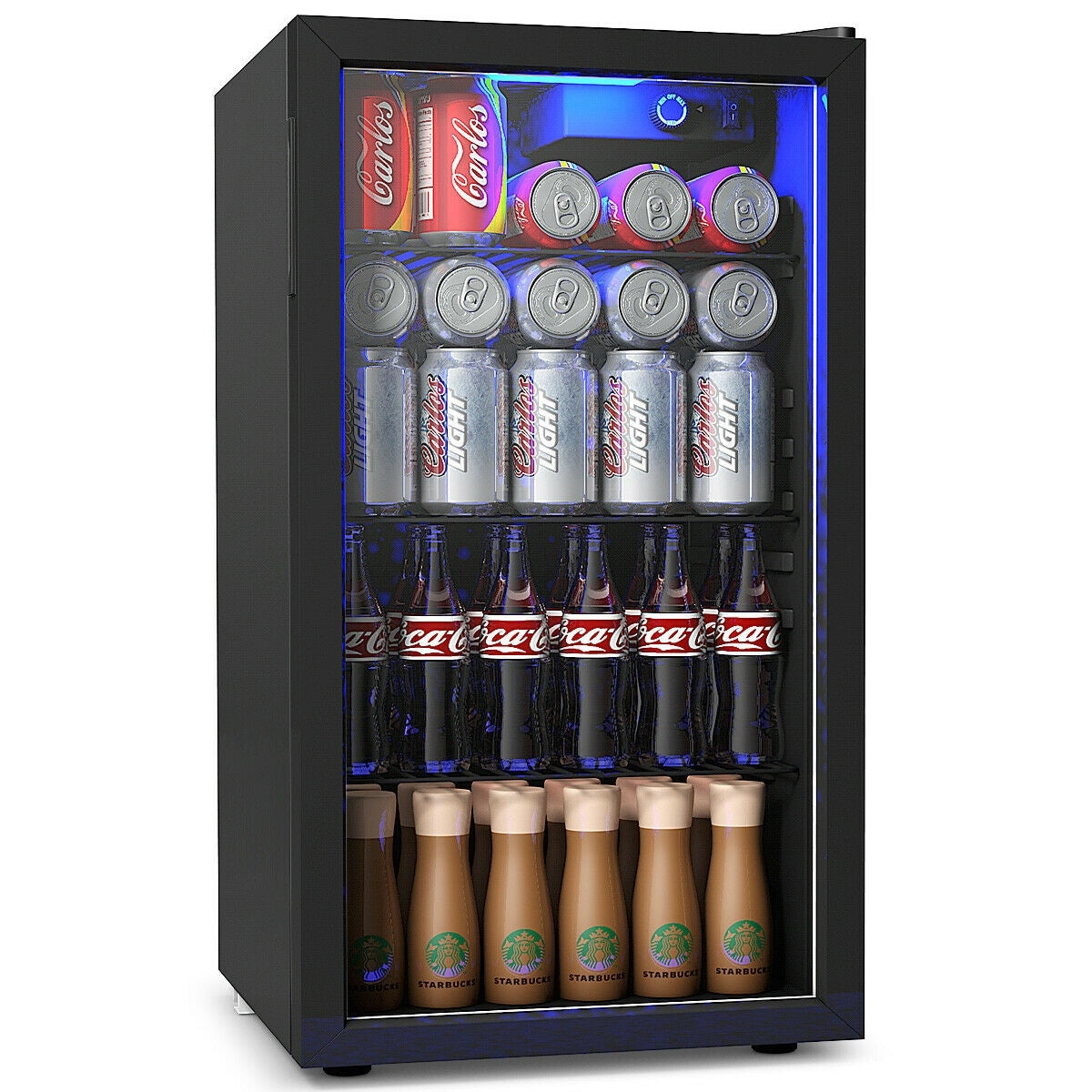 Gymax Réfrigérateur à boissons pour 120 canettes, mini-réfrigérateur pour bière, vin, soda et autres boissons