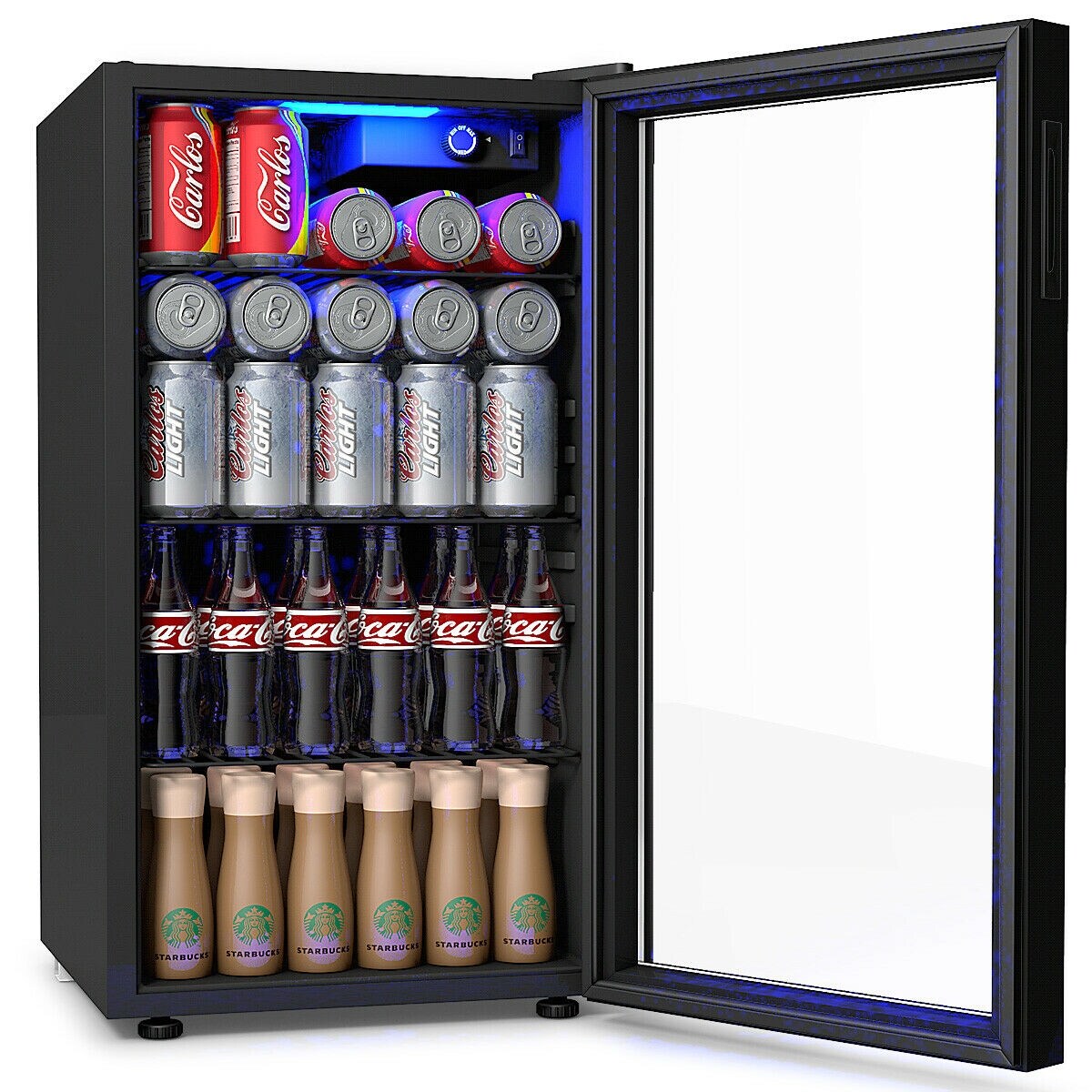 Gymax Réfrigérateur à boissons pour 120 canettes, mini-réfrigérateur pour bière, vin, soda et autres boissons