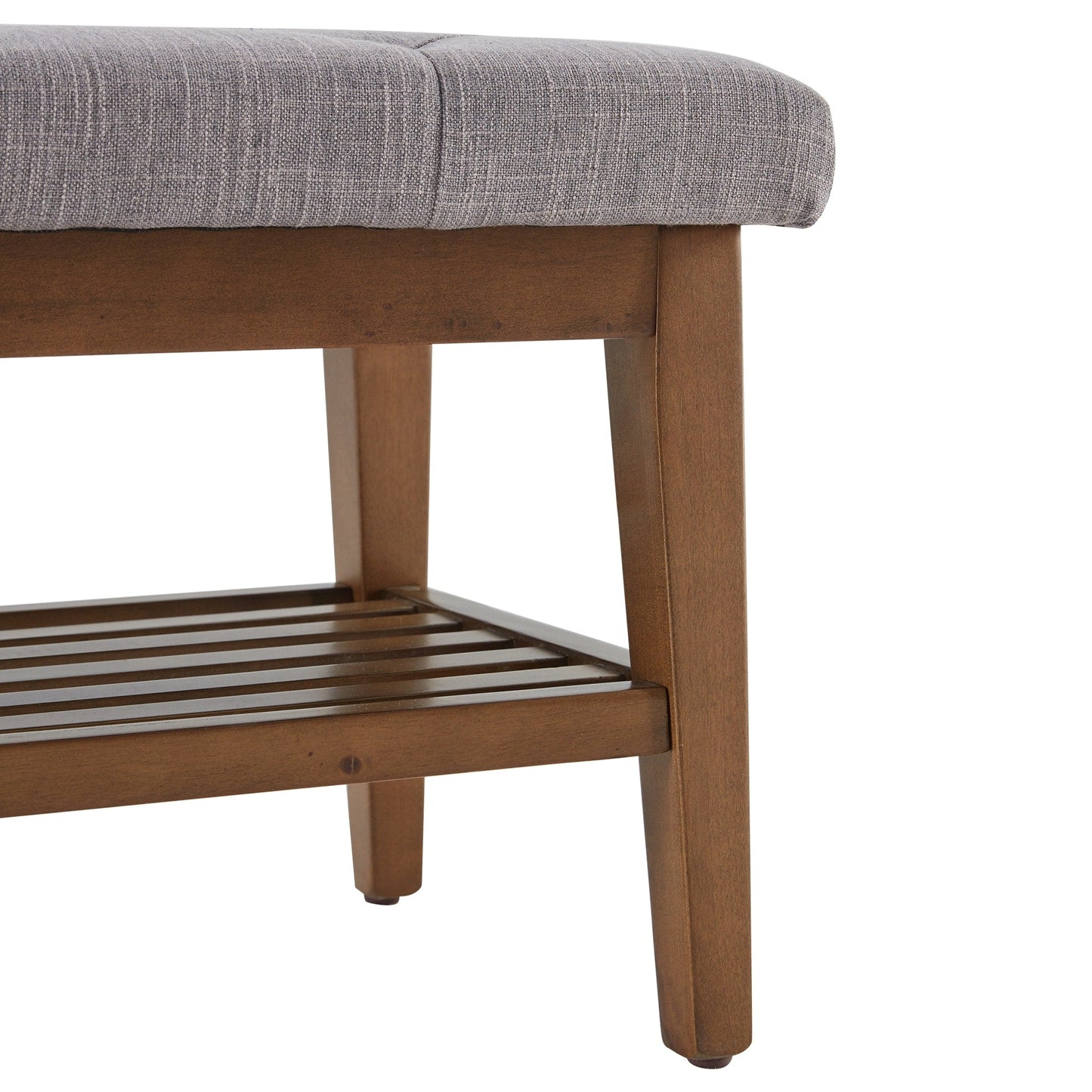 Banc à chaussures d'entrée, banc de rangement, tissu et bois massif, banc rembourré de 109 cm (43 pouces) pour salon et chambres à coucher