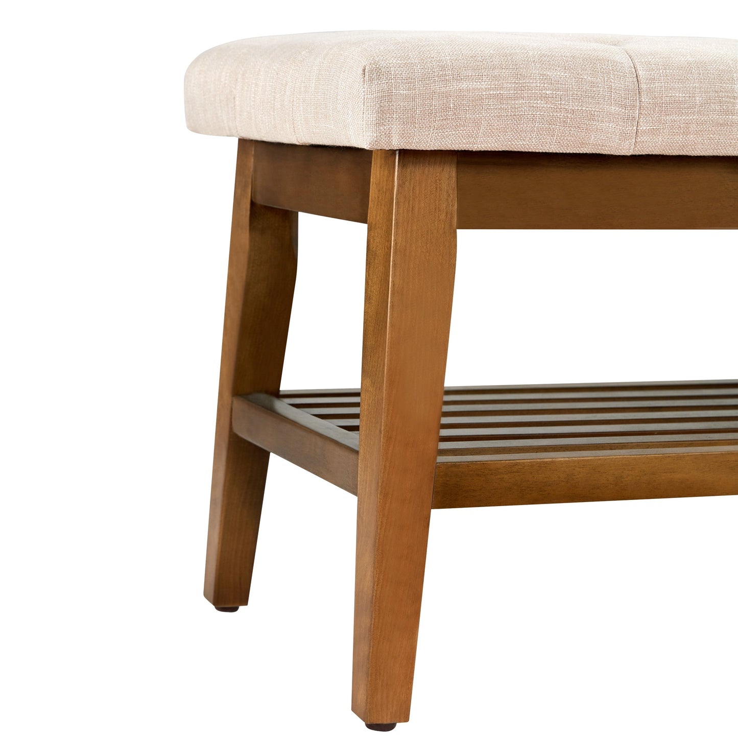 Banc à chaussures d'entrée, banc de rangement, tissu et bois massif, banc rembourré de 109 cm (43 pouces) pour salon et chambres à coucher