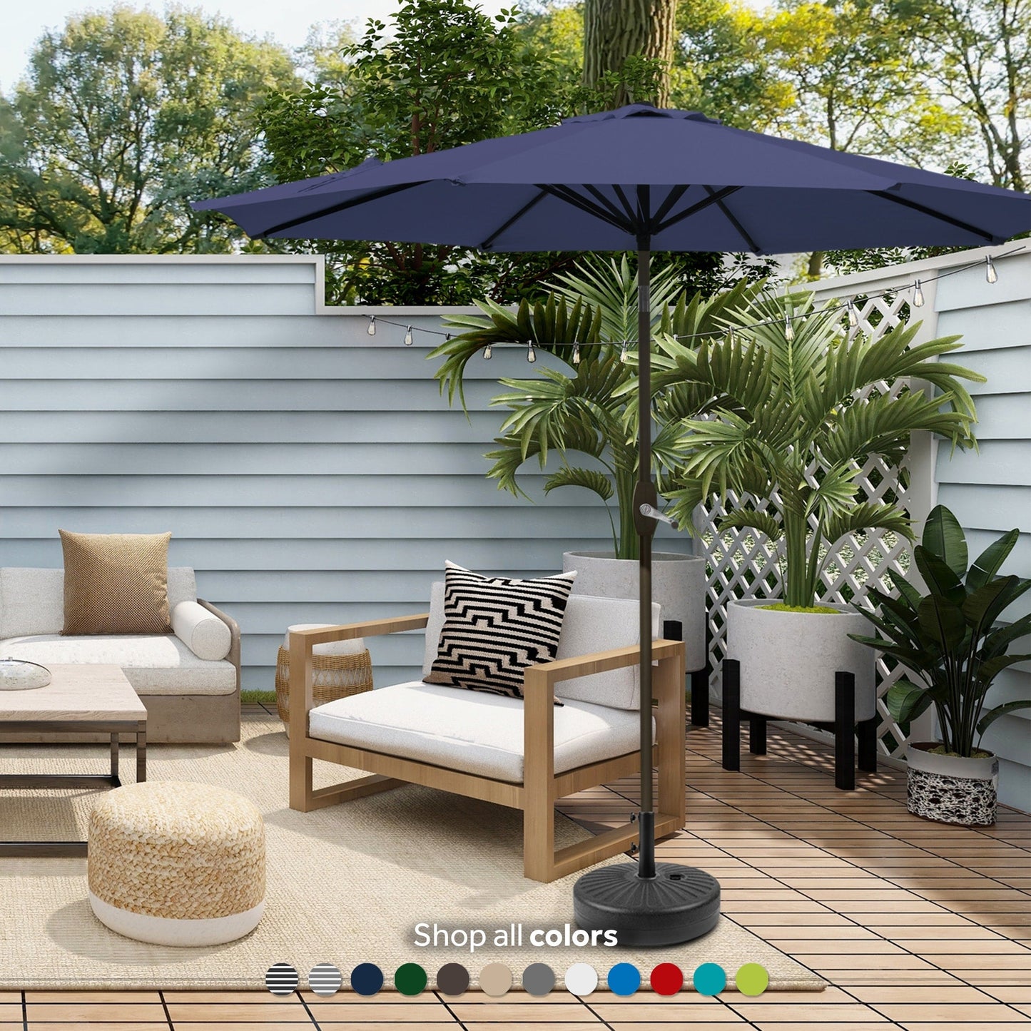 Parasol de terrasse Holme de 2,7 mètres et pied de support