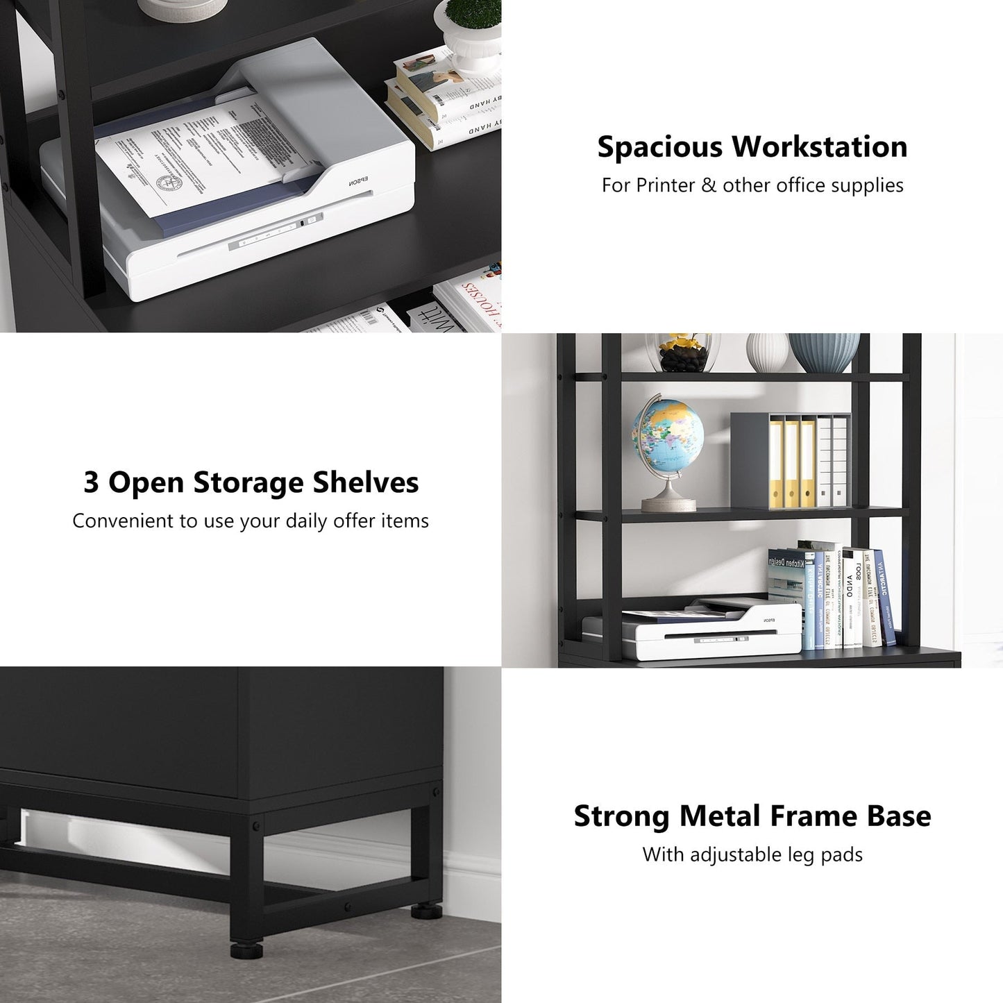 Armoire à dossiers avec 2 tiroirs, meuble de rangement moderne pour imprimante avec serrure