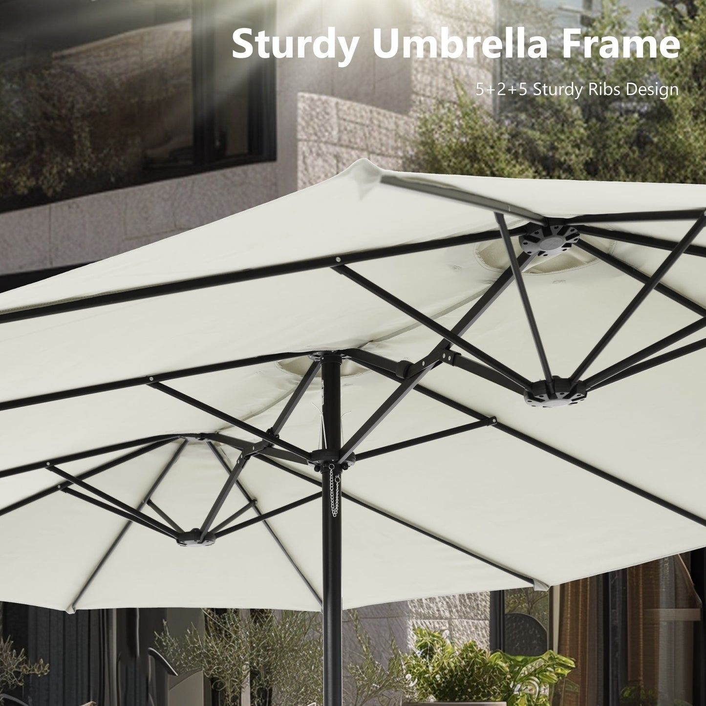 MAISON ARTS Parasol de terrasse extra large double face de 4,5 m avec socle inclus