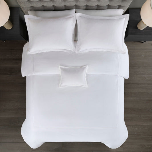 Ensemble de housse de couette brodée en satin de coton 100 % de la collection de luxe Madison Park Signature à 500 fils au pouce carré.