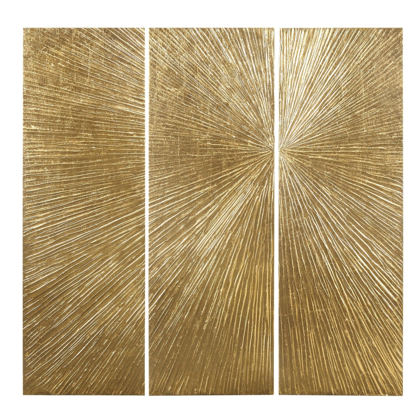 Ensemble de 3 tableaux muraux en résine multidimensionnelle, style triptyque, à motif de soleil rayonnant, peint à la main, de la marque Madison Park Signature.