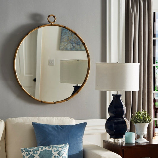 Marza Miroir mural rond avec finition laiton antique par iNSPIRE Q Modern
