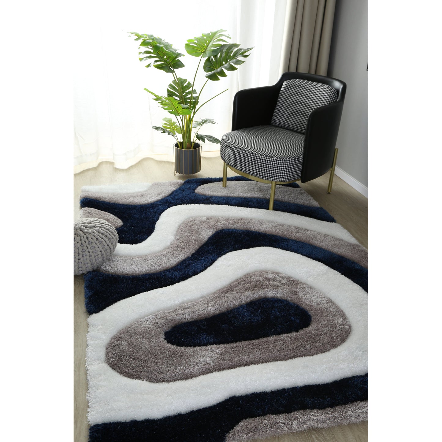 Tapis de sol abstrait à poils longs Mateos