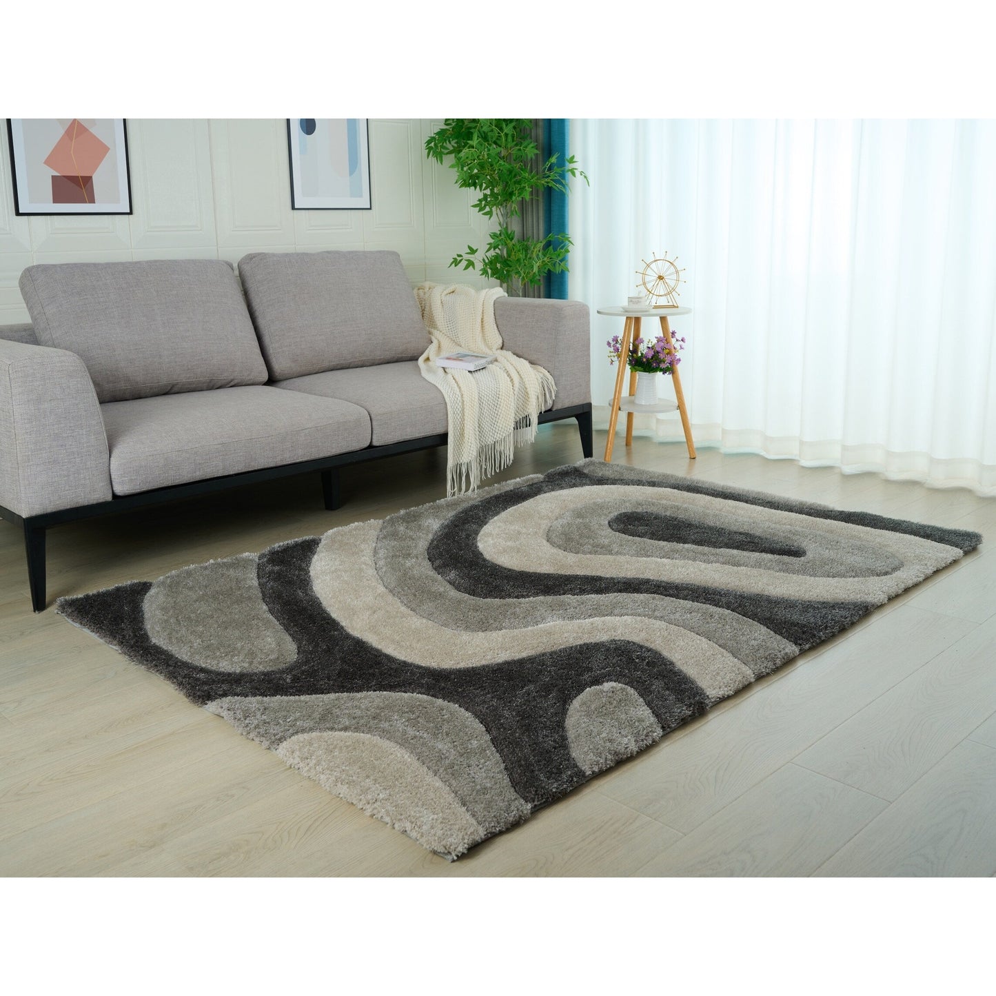 Tapis de sol abstrait à poils longs Mateos