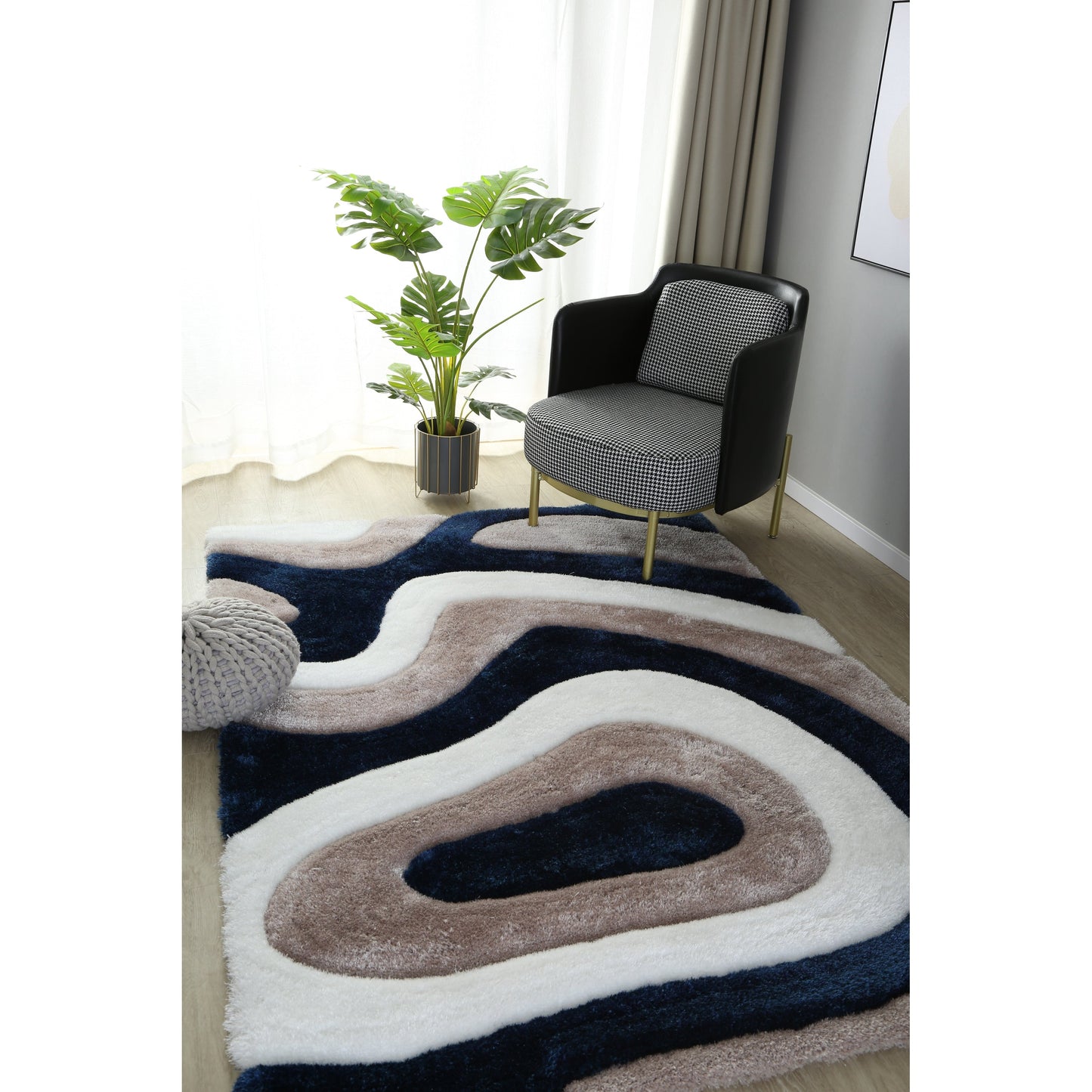 Tapis de sol abstrait à poils longs Mateos
