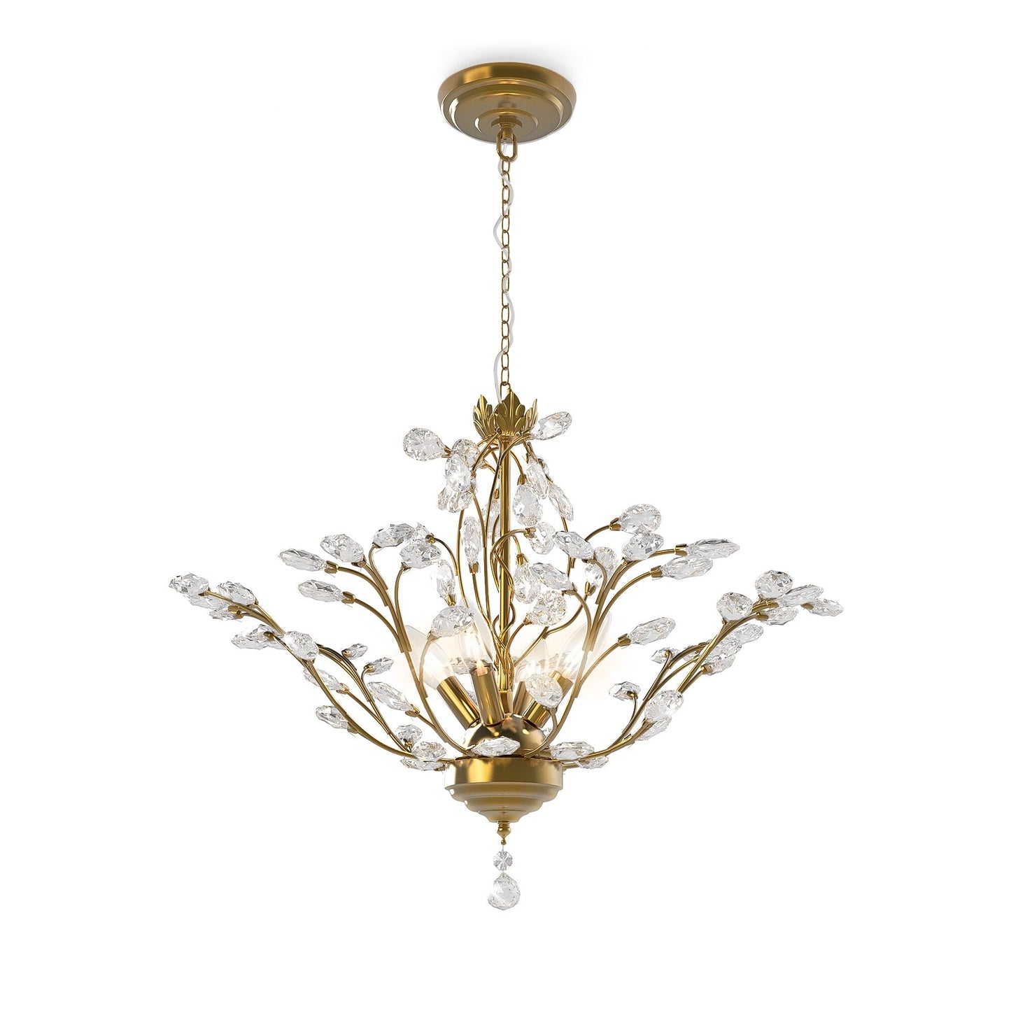 Maxax 4 - Lustre unique classique/traditionnel à 4 lumières avec accents en cristal