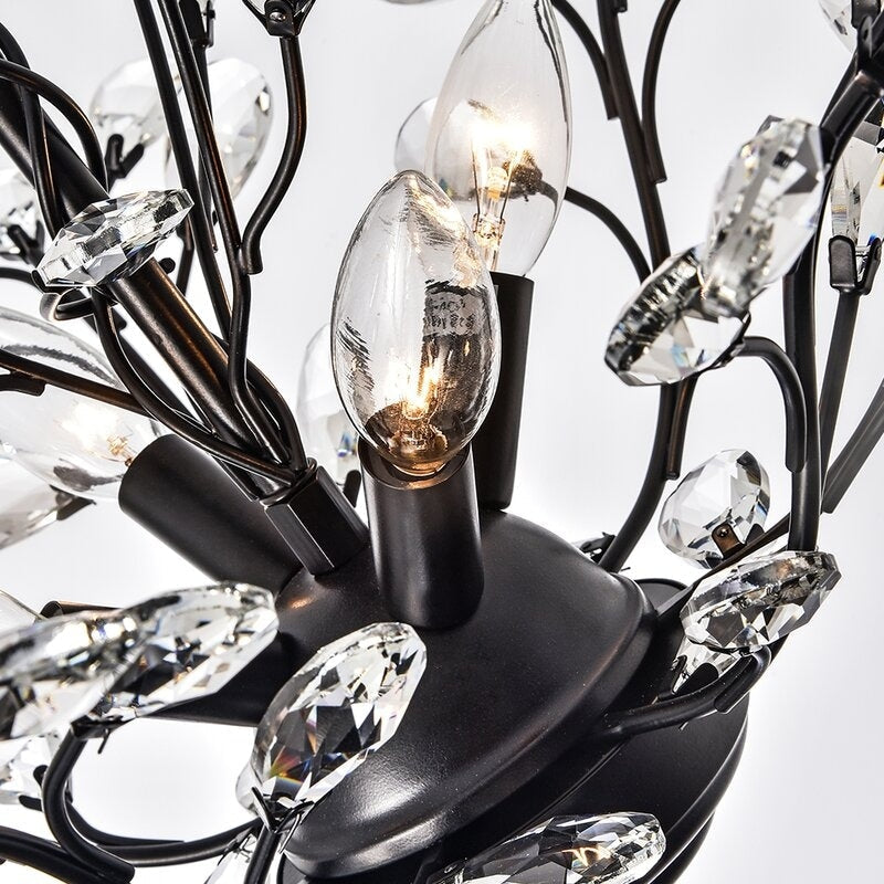 Maxax 4 - Lustre unique classique/traditionnel à 4 lumières avec accents en cristal