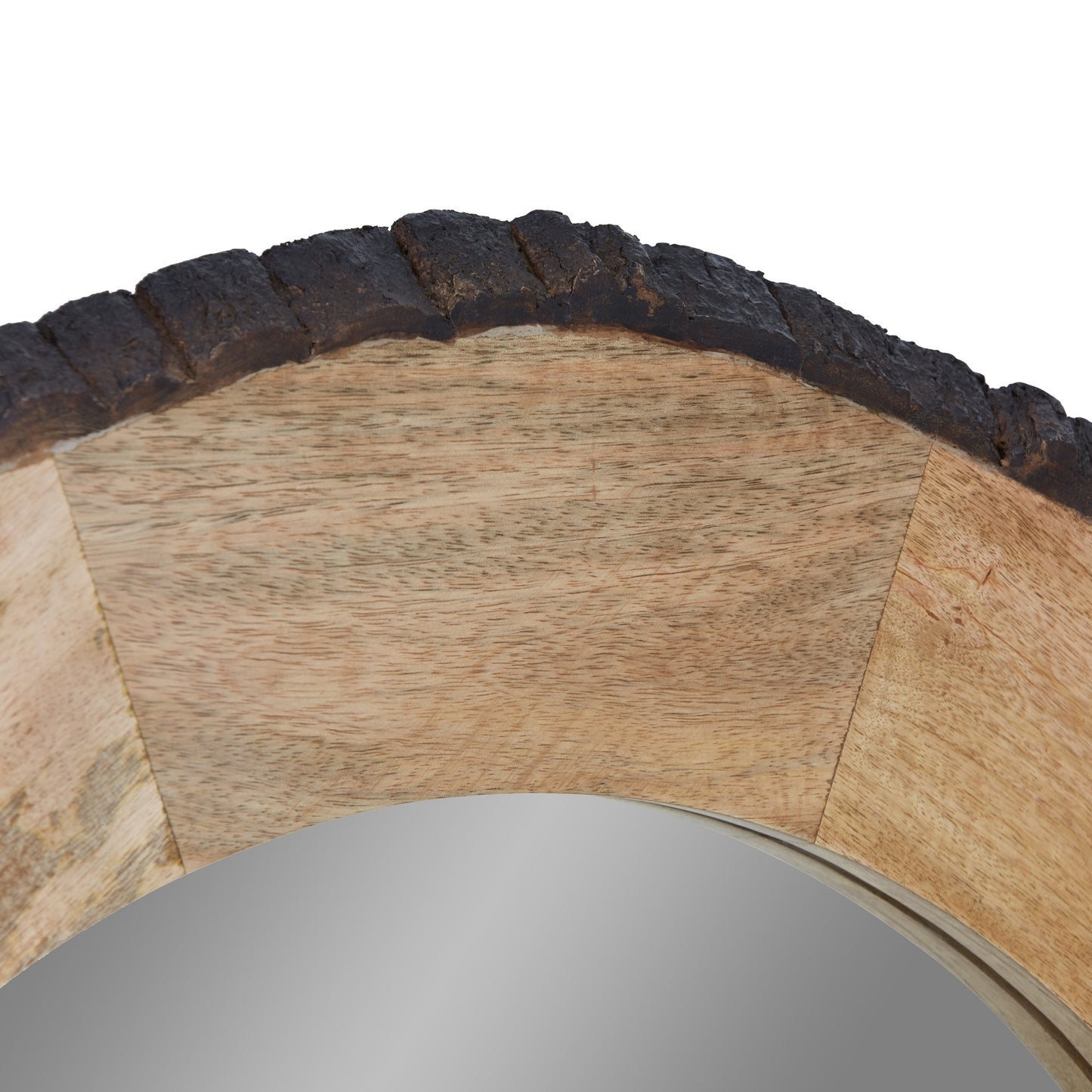 Miroir mural rond en bois avec bord naturel Meredith de River of Goods - 77,5 x 2,5 x 77,5 cm