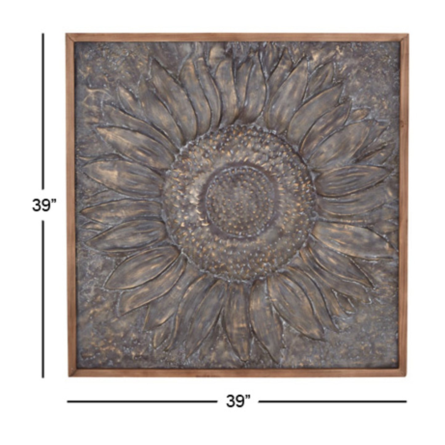 Décoration murale florale en forme de tournesol en métal avec détails en relief - Gris - Roche River Decor
