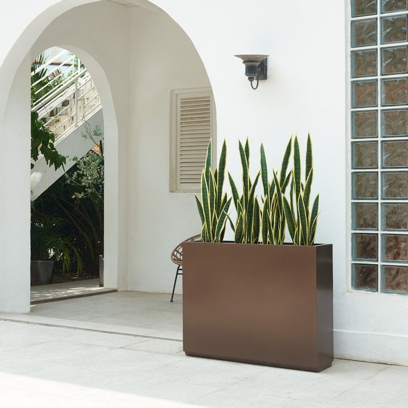 Grand bac à plantes métallique pour plantes d'extérieur, 96,5 cm de long x 25,4 cm de large x 76,2 cm de haut - Bac à plantes séparateur en métal - 96,5x76,2x25,4 cm
