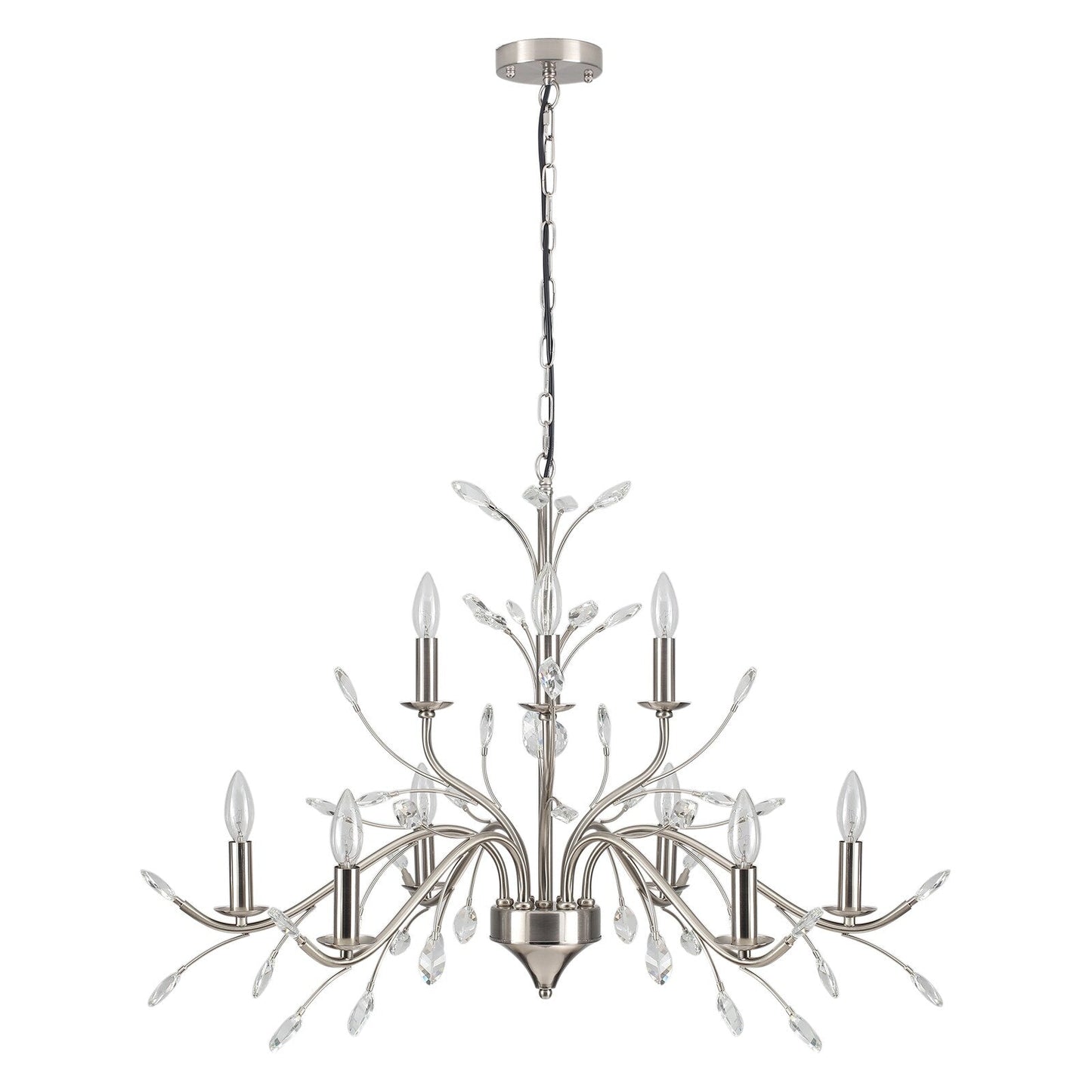Luminaire suspendu en forme de branche d'arbre rétro style ferme avec lustre en cristal et bougie.