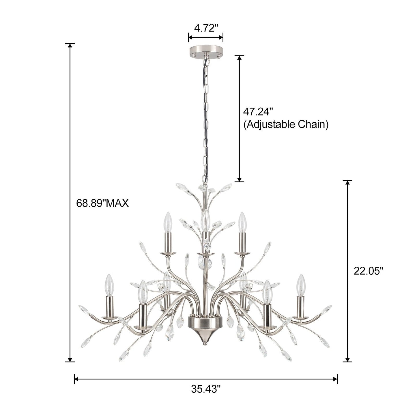 Luminaire suspendu en forme de branche d'arbre rétro style ferme avec lustre en cristal et bougie.