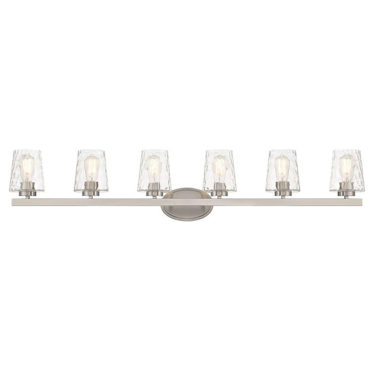 Applique salle de bain à 6 lumières LED à intensité variable, style moderne du milieu du siècle, avec verre décoratif - 51 pouces