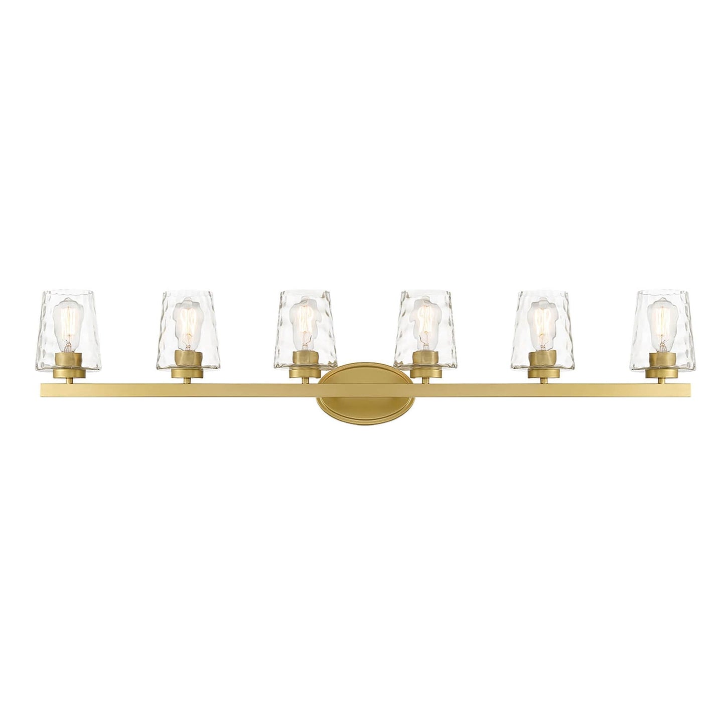 Applique salle de bain à 6 lumières LED à intensité variable, style moderne du milieu du siècle, avec verre décoratif - 51 pouces