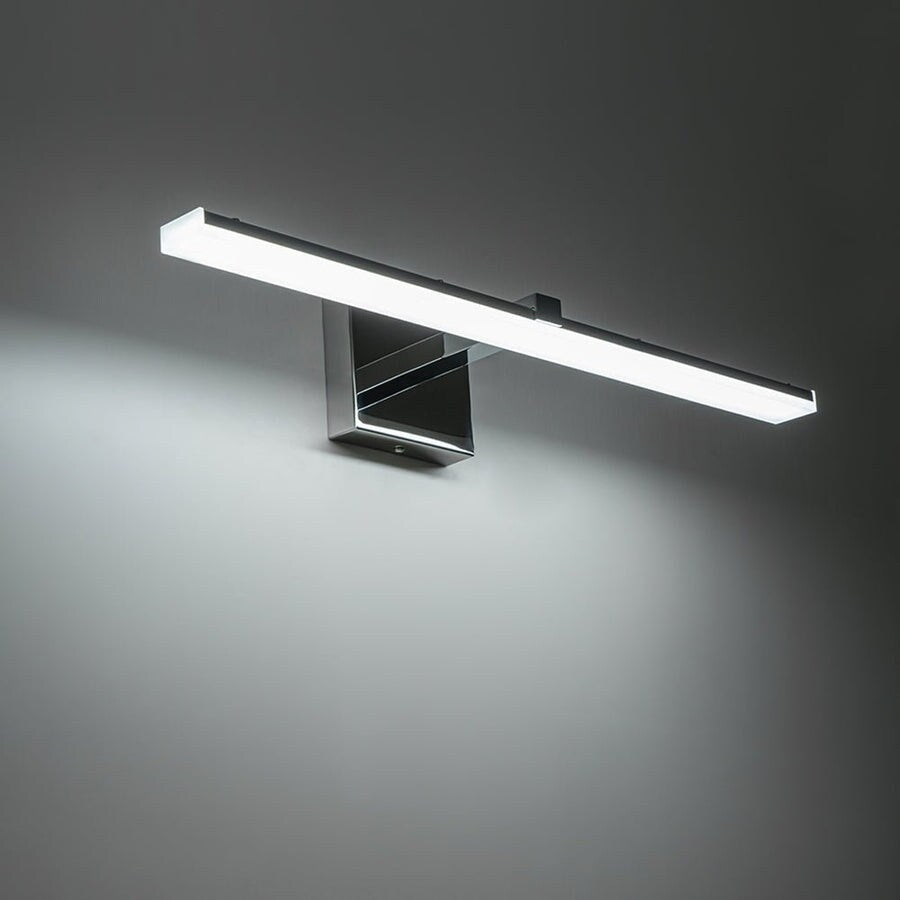 Barre lumineuse à LED linéaire pour meuble-lavabo, chromée, à intensité variable, style minimaliste