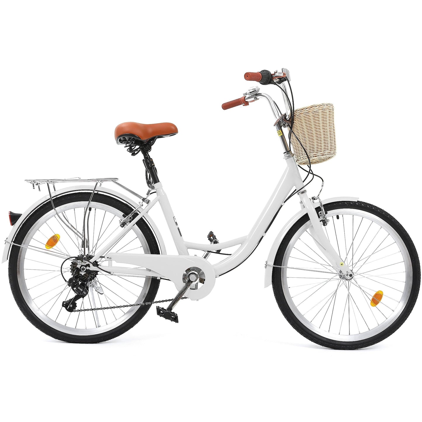 Moasis24/26 Vélo Cruiser 7 vitesses, vélo à pas réglable, vélo de ville, vélo à bicyclette