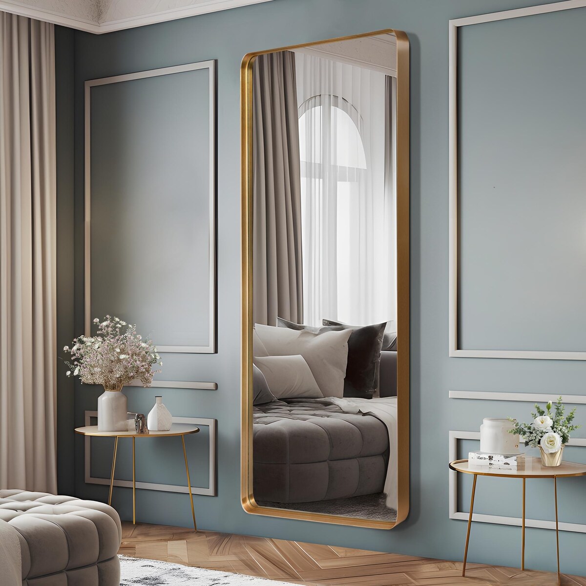 Grand miroir rectangulaire profond en alliage d'aluminium moderne, à fixer au mur - 71*28