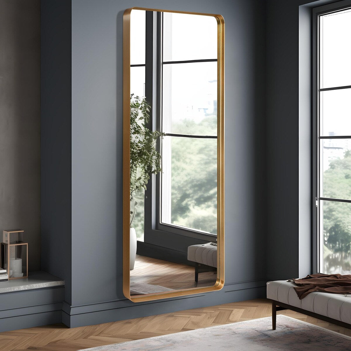 Grand miroir rectangulaire profond en alliage d'aluminium moderne, à fixer au mur - 71*28