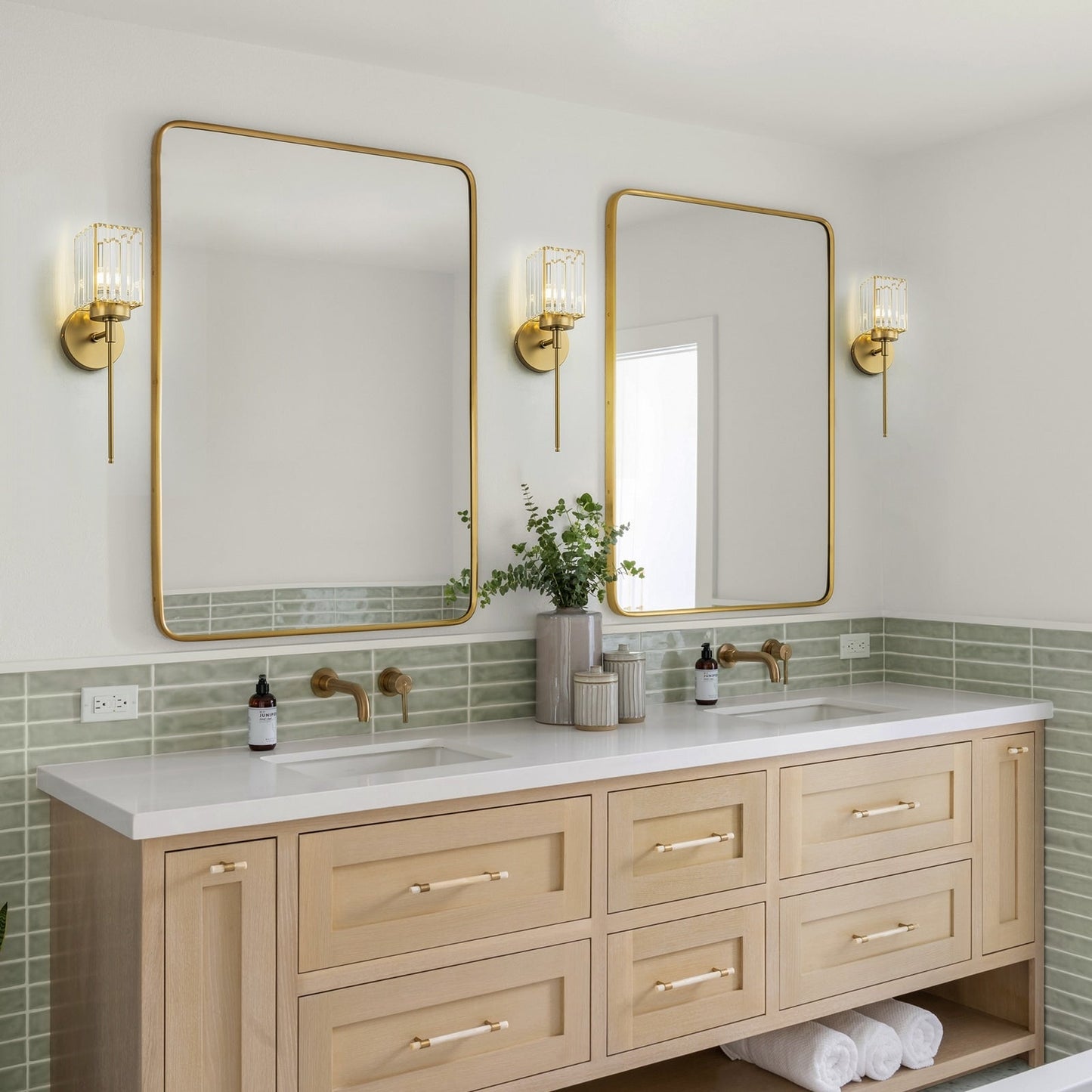 Applique murale moderne dorée à intensité variable, cylindre glamour, luminaire de salle de bain avec cristaux, applique murale.