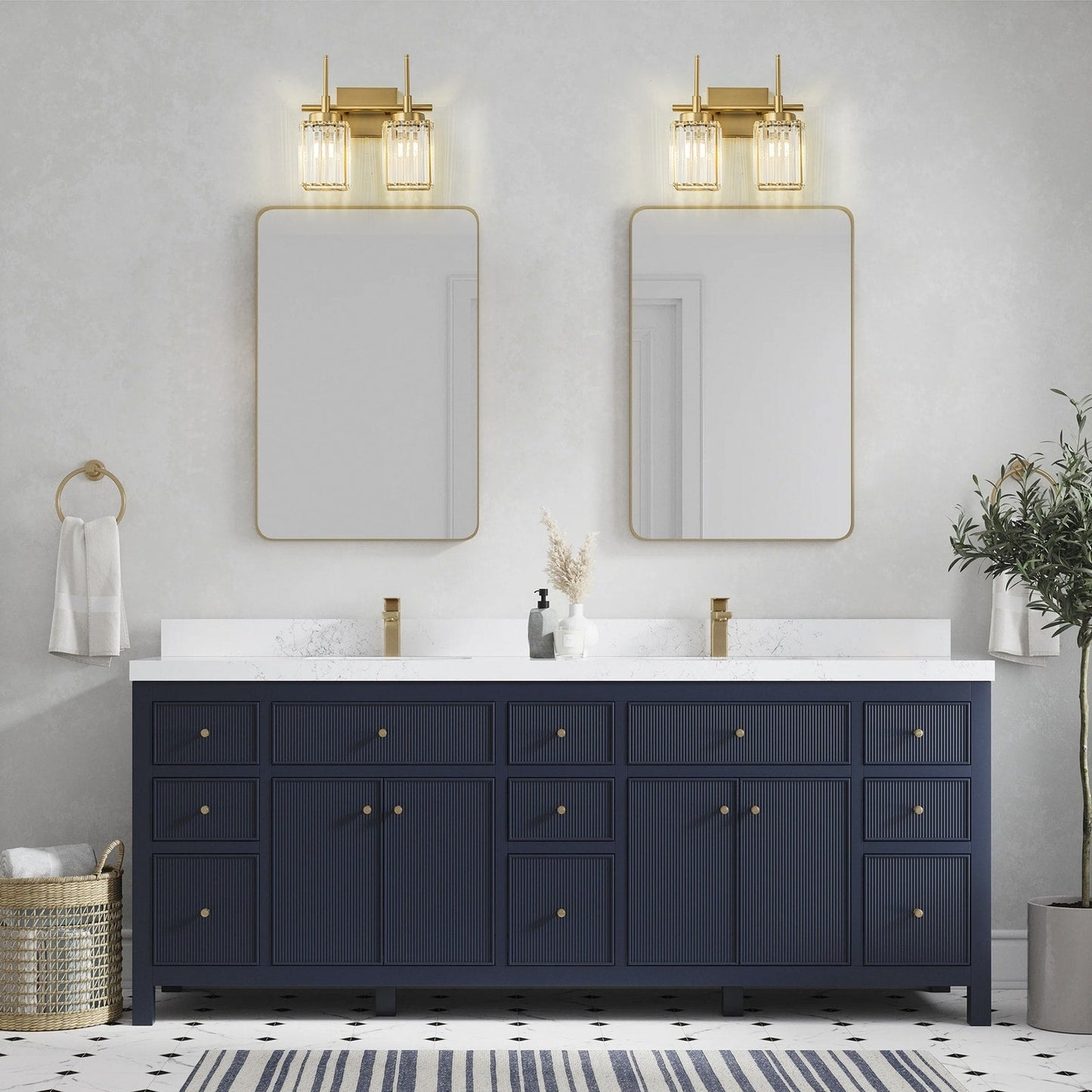 Applique murale moderne dorée à intensité variable, cylindre glamour, luminaire de salle de bain avec cristaux, applique murale.