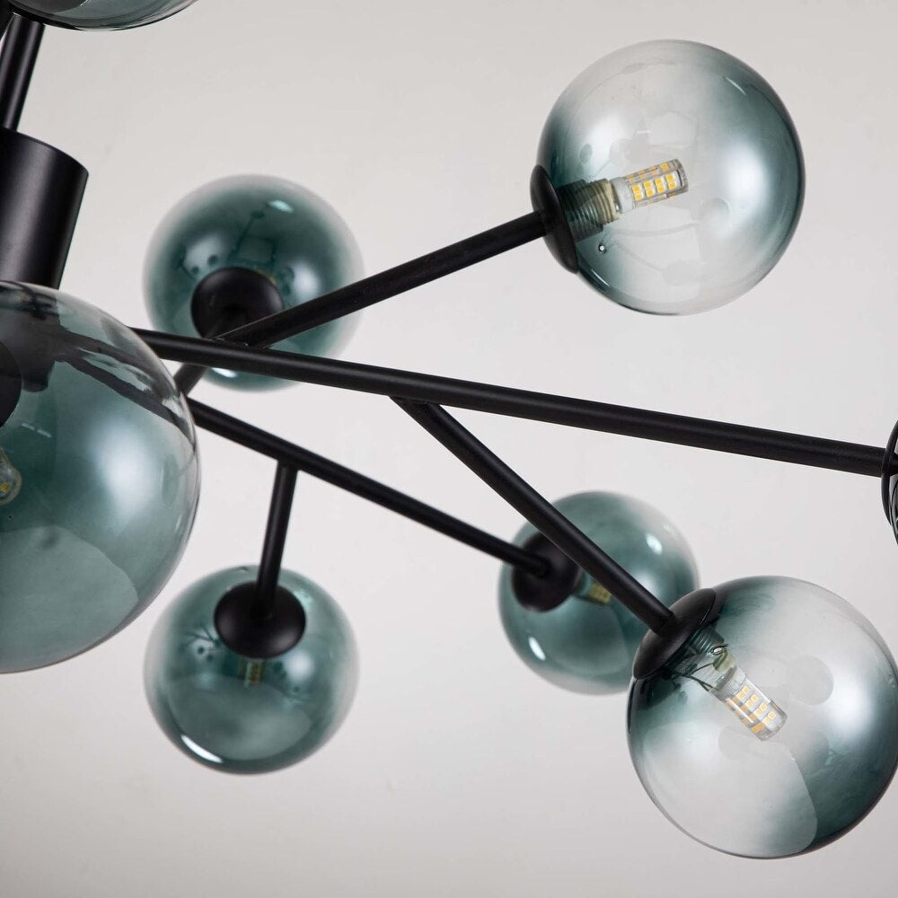 Grand lustre Sputnik à bulles moderne en noir ou doré pour salle à manger