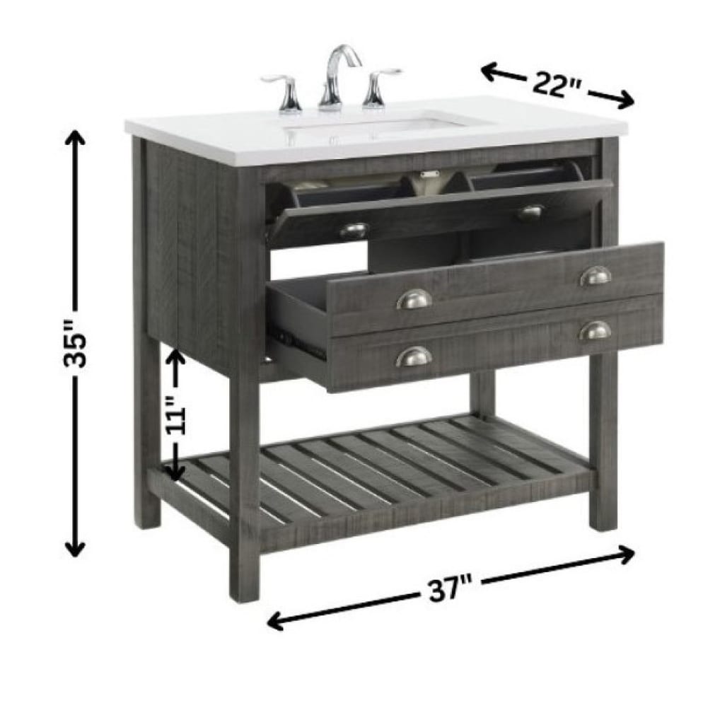 Meuble-lavabo de salle de bain simple Monterey 37 de style farmhouse avec plan de travail