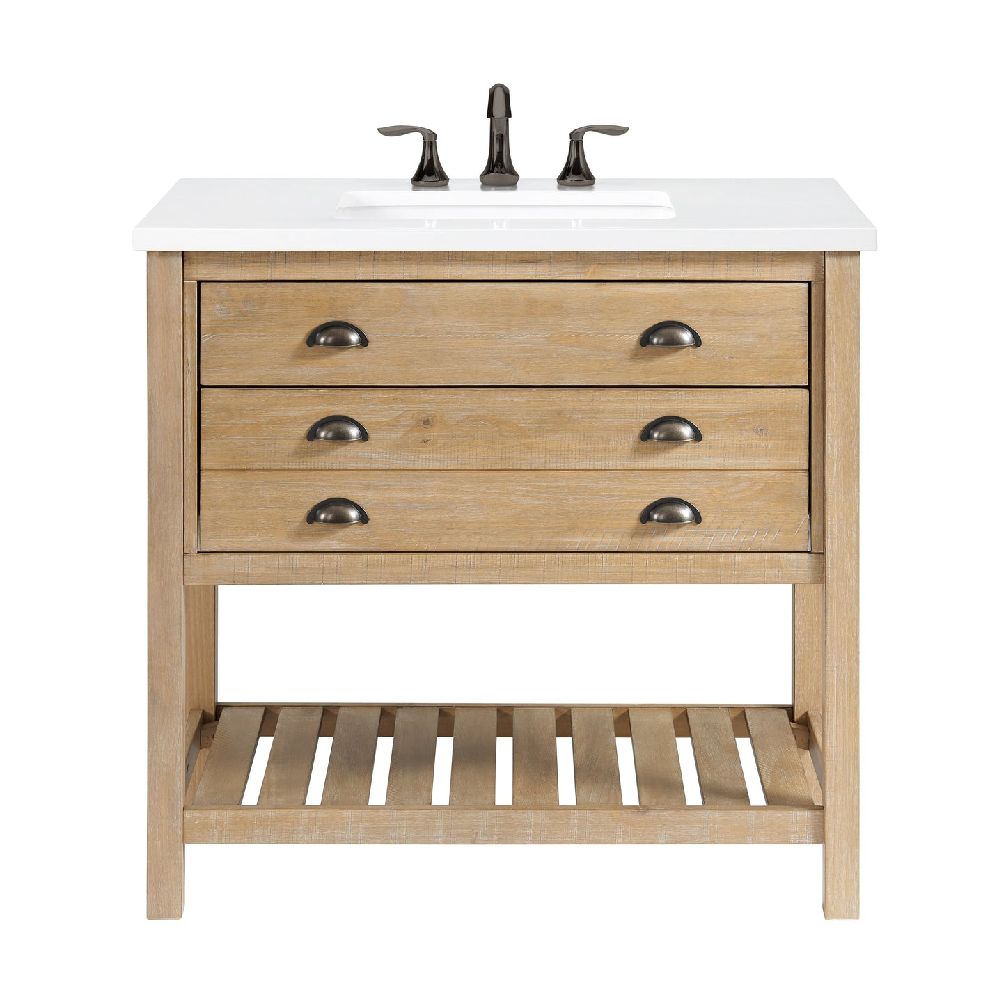Meuble-lavabo de salle de bain simple Monterey 37 de style farmhouse avec plan de travail
