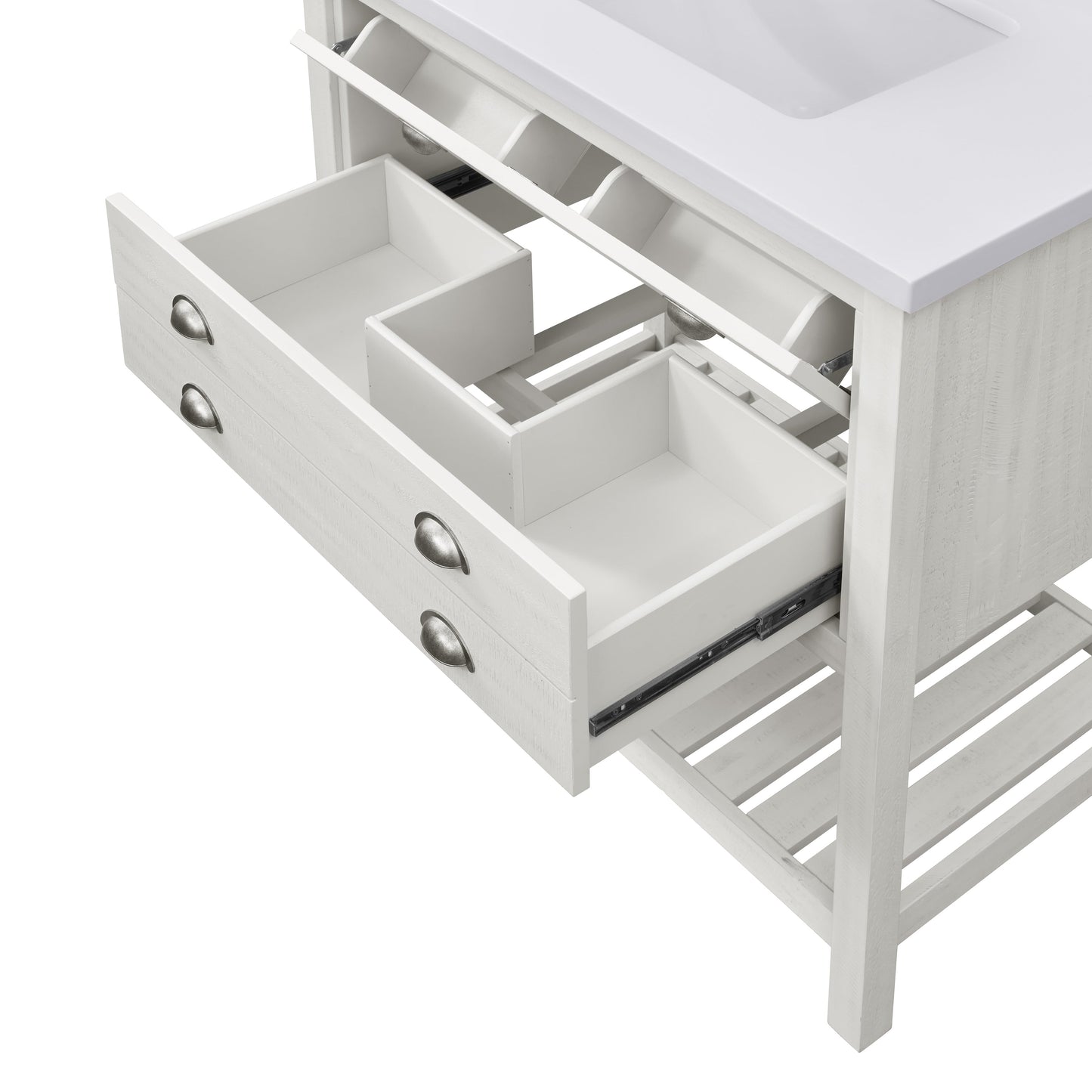 Meuble-lavabo de salle de bain simple Monterey 37 de style farmhouse avec plan de travail