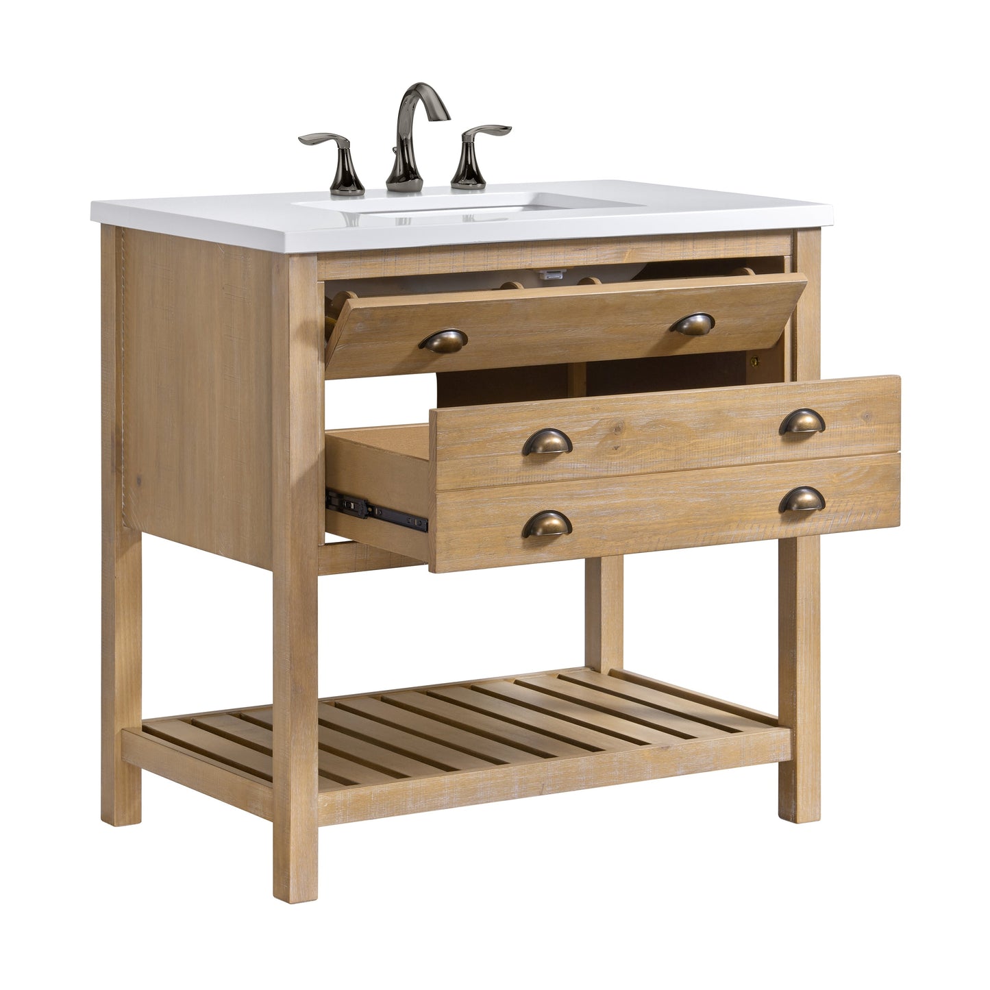 Meuble-lavabo de salle de bain simple Monterey 37 de style farmhouse avec plan de travail
