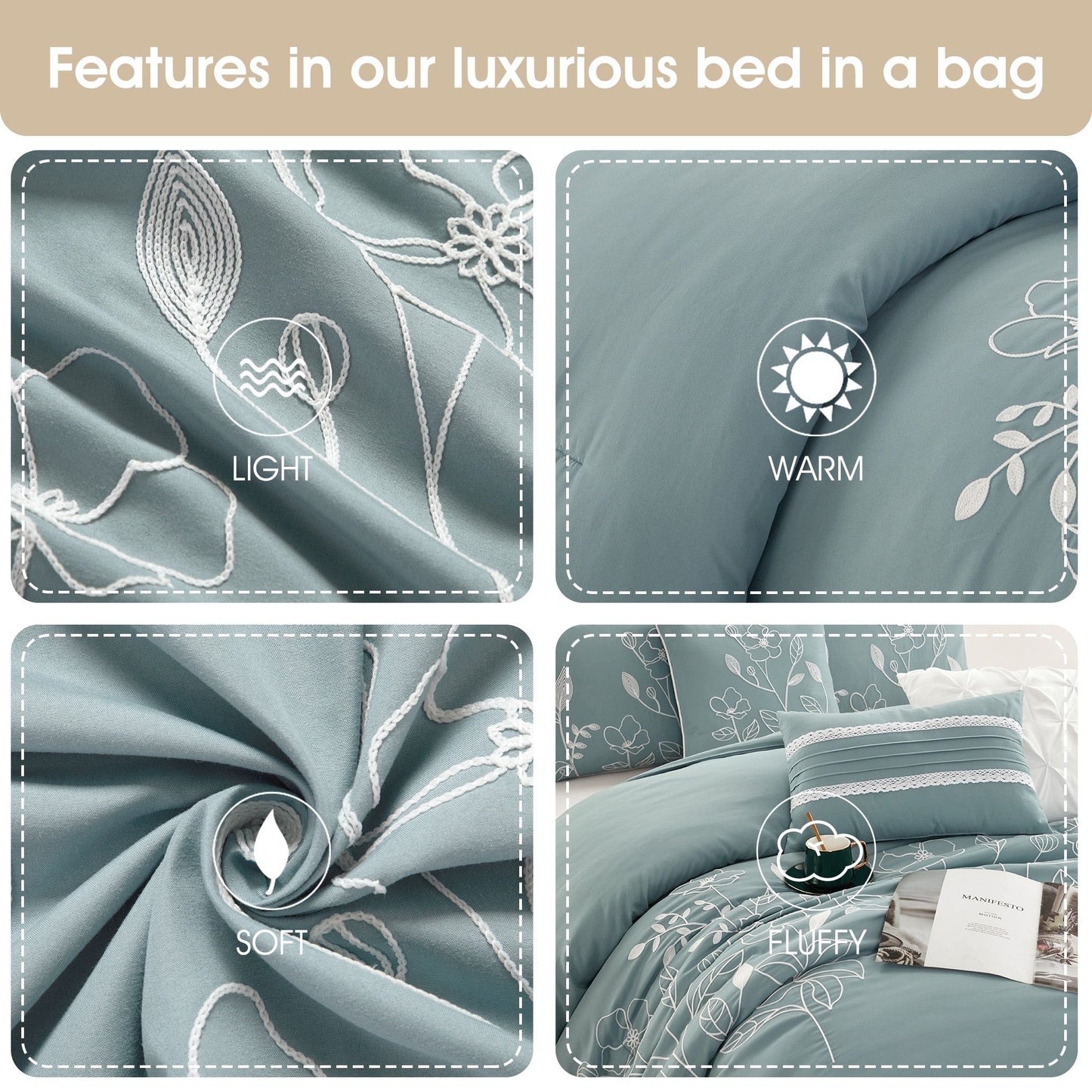 Ensemble de couette Nanshing Taylor 7 pièces à motifs floraux botaniques