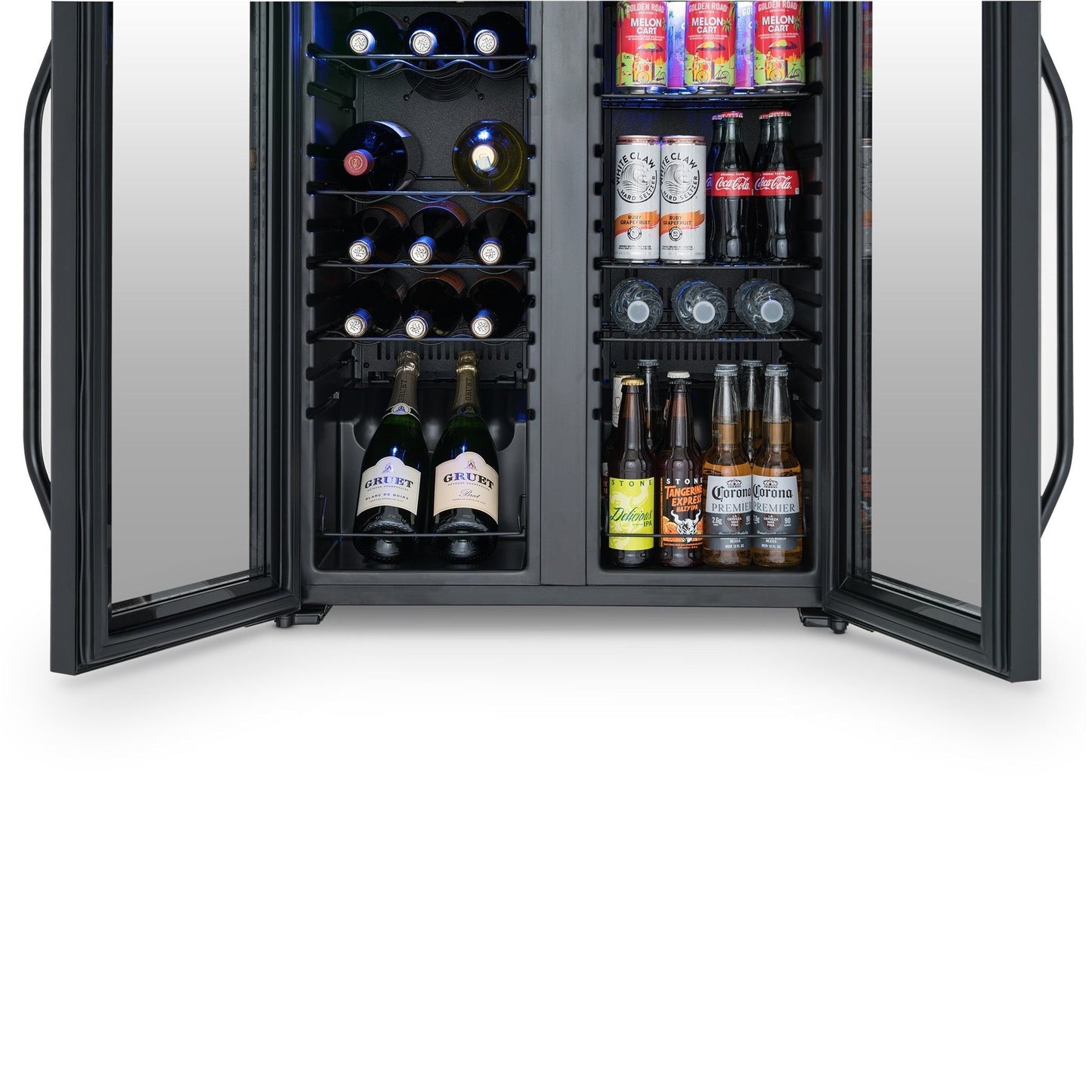Réfrigérateur à vin et boissons Newair, 18 bouteilles et 59 canettes, double zone de température, autoportant, contrôle numérique de la température