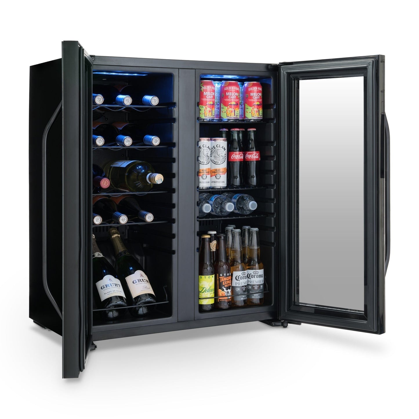 Réfrigérateur à vin et boissons Newair, 18 bouteilles et 59 canettes, double zone de température, autoportant, contrôle numérique de la température