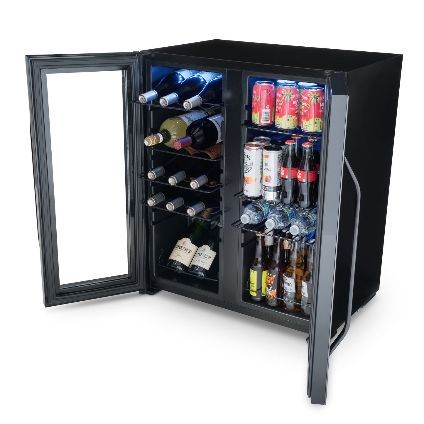 Réfrigérateur à vin et boissons Newair, 18 bouteilles et 59 canettes, double zone de température, autoportant, contrôle numérique de la température