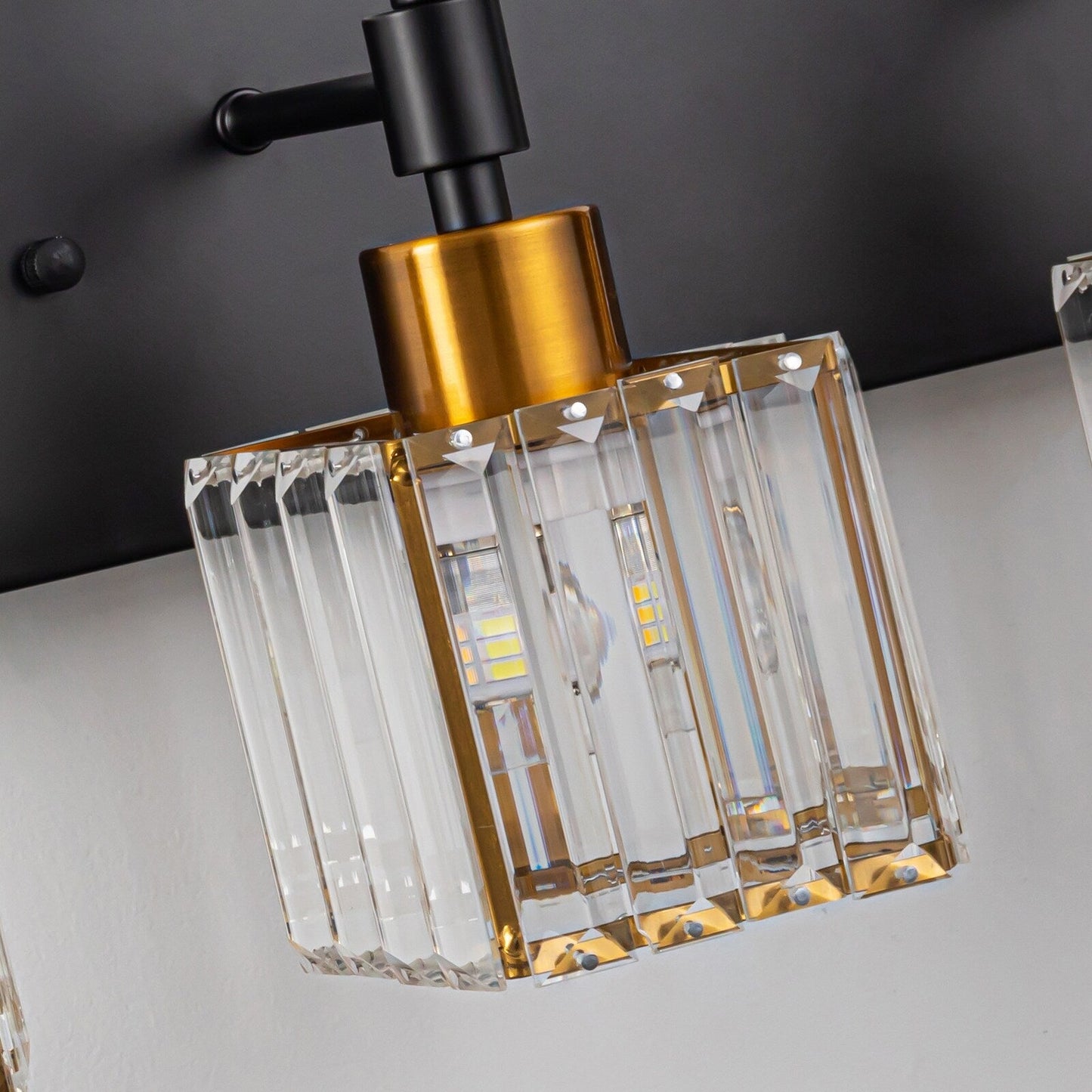 Ora Lustre de salle de bain moderne à cristaux, à intensité variable, pour miroir, éclairage de vanité glamour