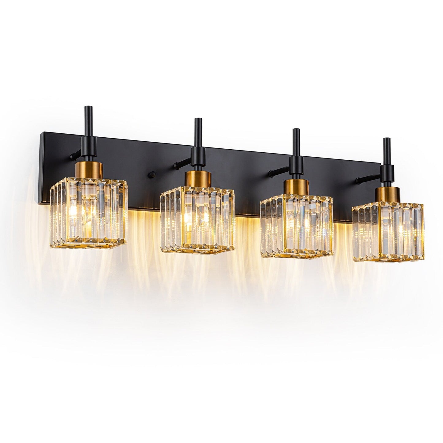 Ora Lustre de salle de bain moderne à cristaux, à intensité variable, pour miroir, éclairage de vanité glamour