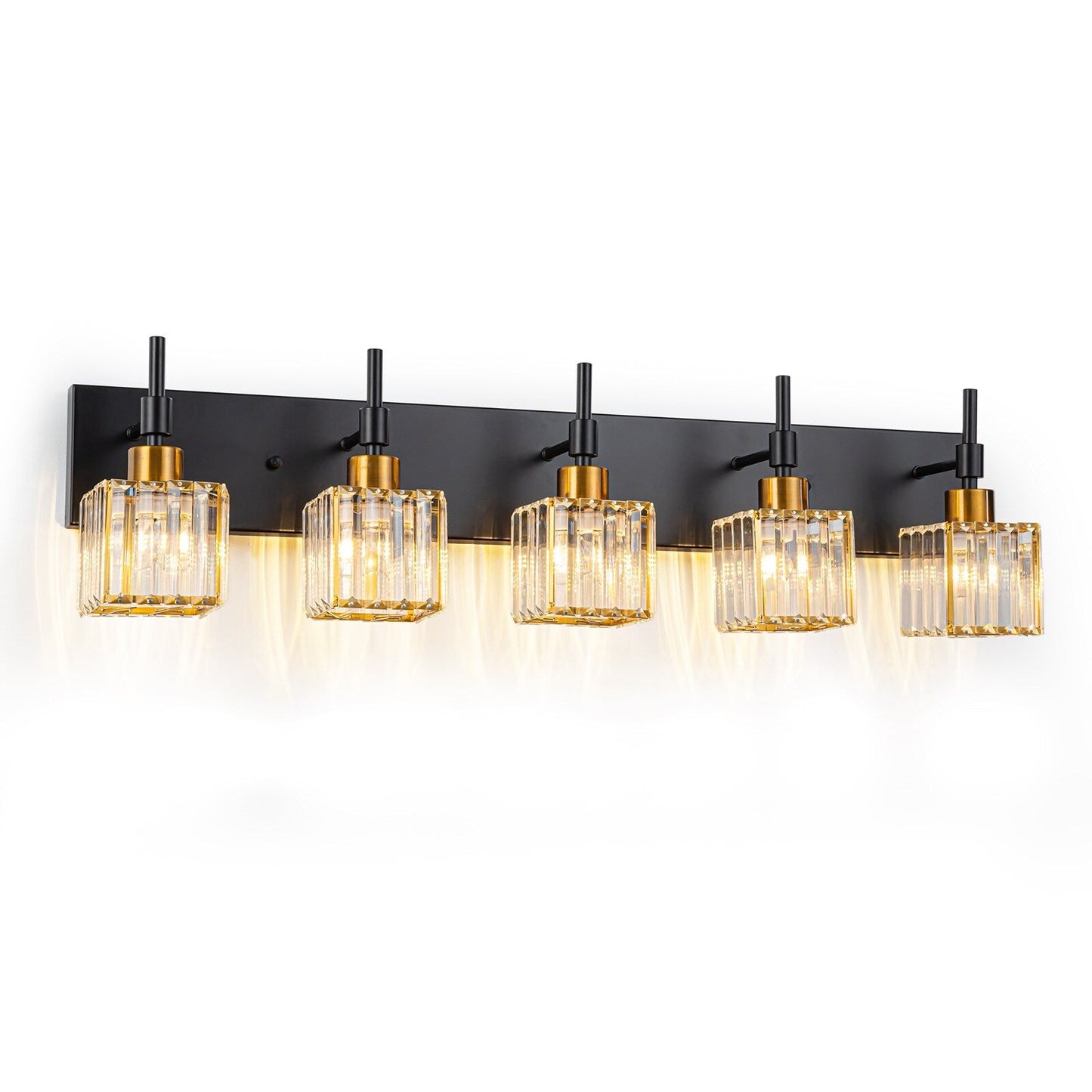 Ora Lustre de salle de bain moderne à cristaux, à intensité variable, pour miroir, éclairage de vanité glamour